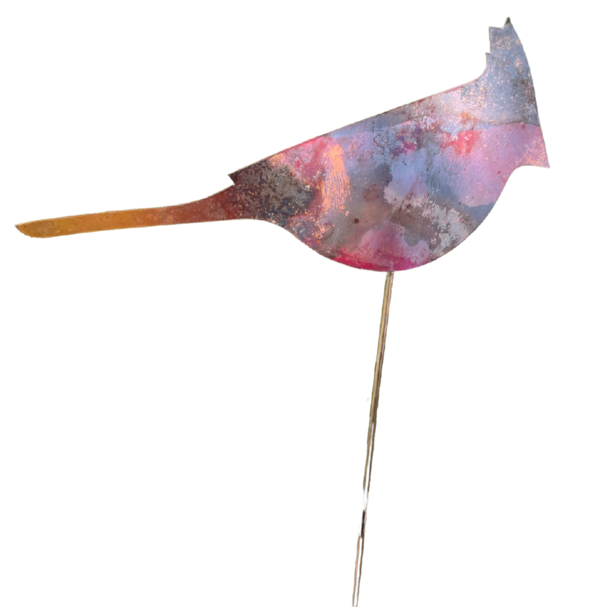 Natural Copper Cardinal Garden Stake