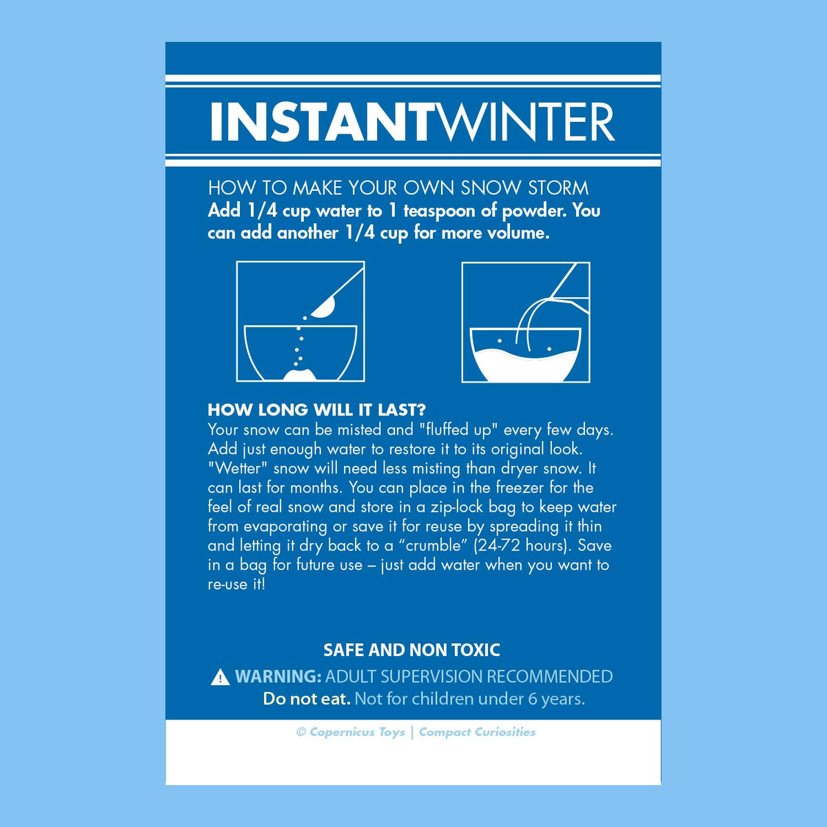 Instant Winter | 
Compact Curiosities Artificial Snow