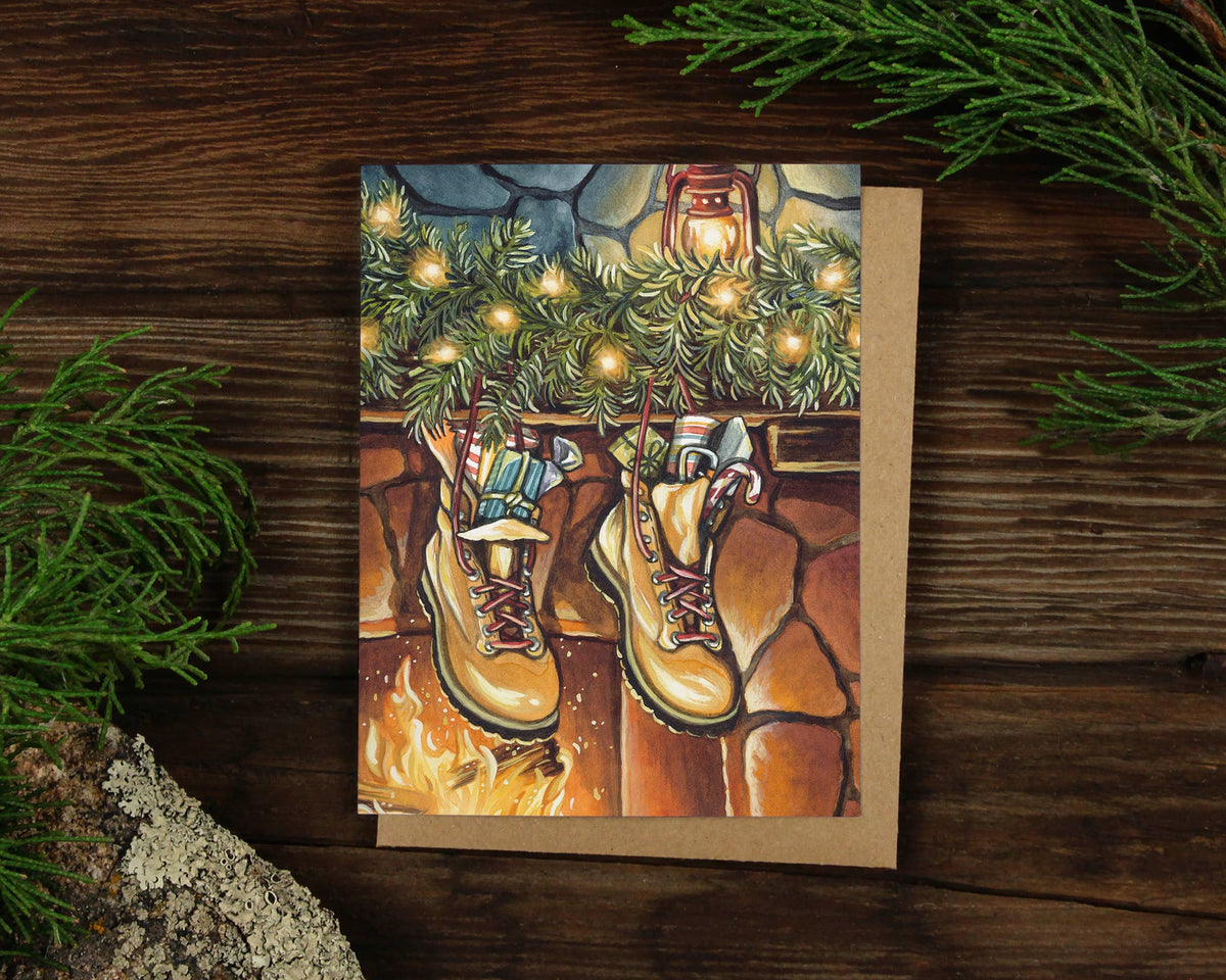 Hiker&#39;s Christmas Greeting Card