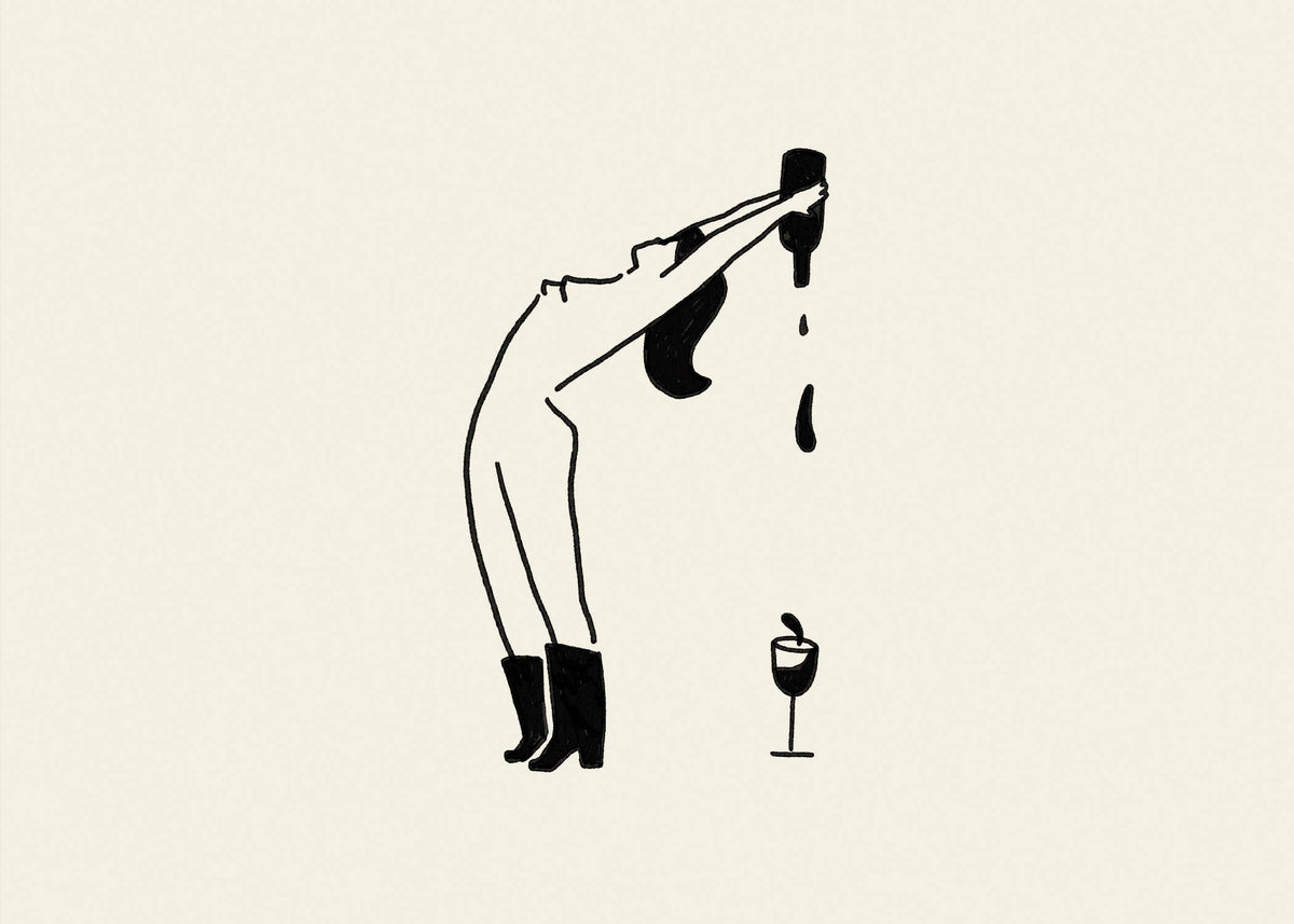 "Bottoms Up" Minimal Natural Wine Art Print