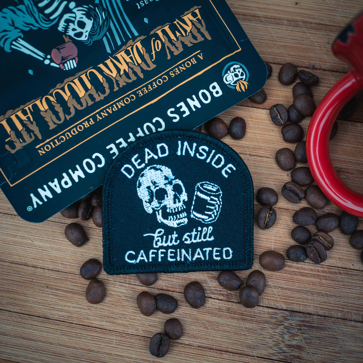 Dead Inside But Still Caffeinated Skull Coffee Patch