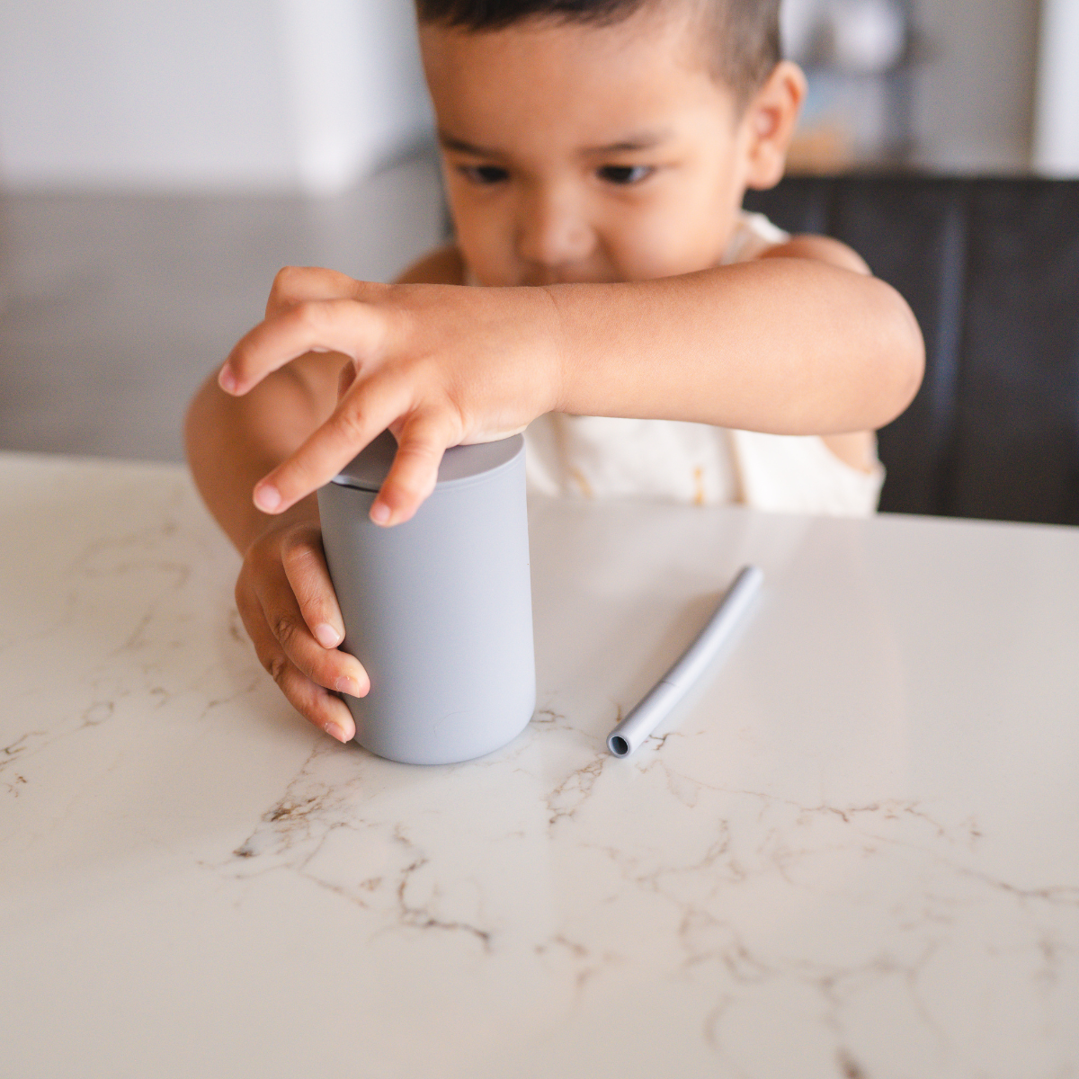 Silicone Baby/Toddler Cup with Lid + Straw – Cloud (6 oz)