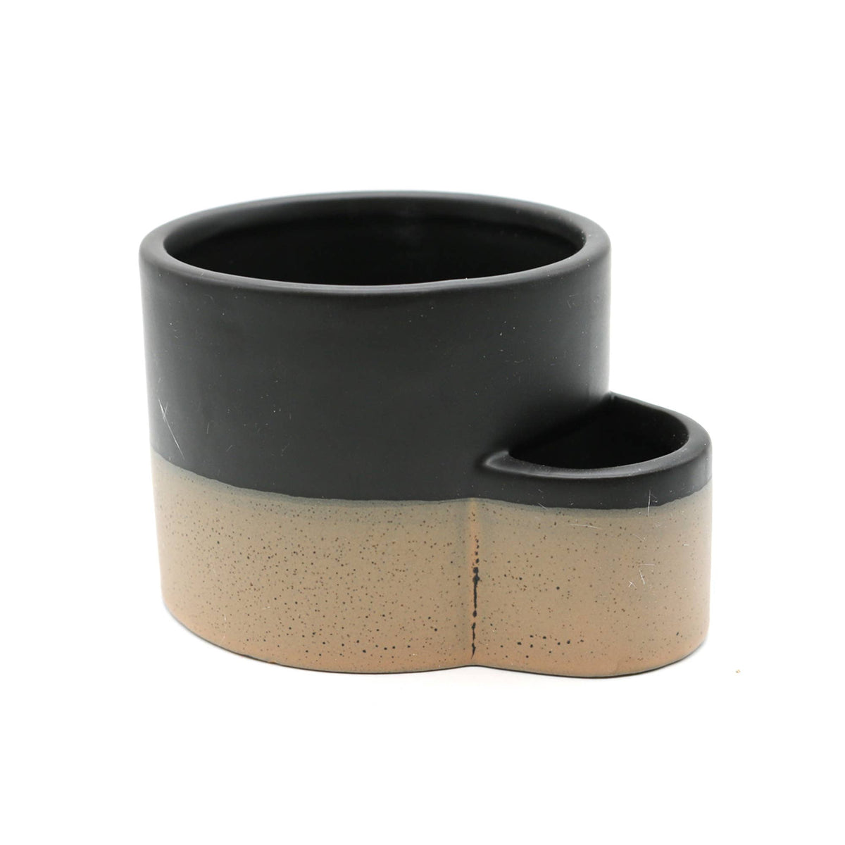 Ceramic Burner w/ Match Slot - Black & Brown