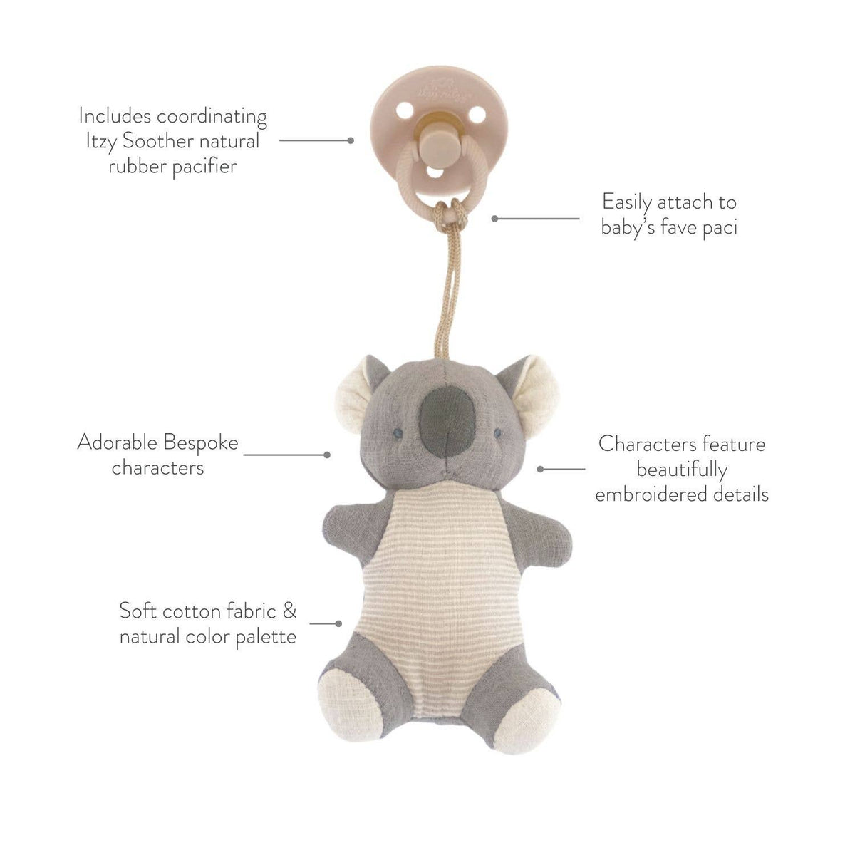 Bitzy Pal Natural Rubber Pacifier &amp; Plush