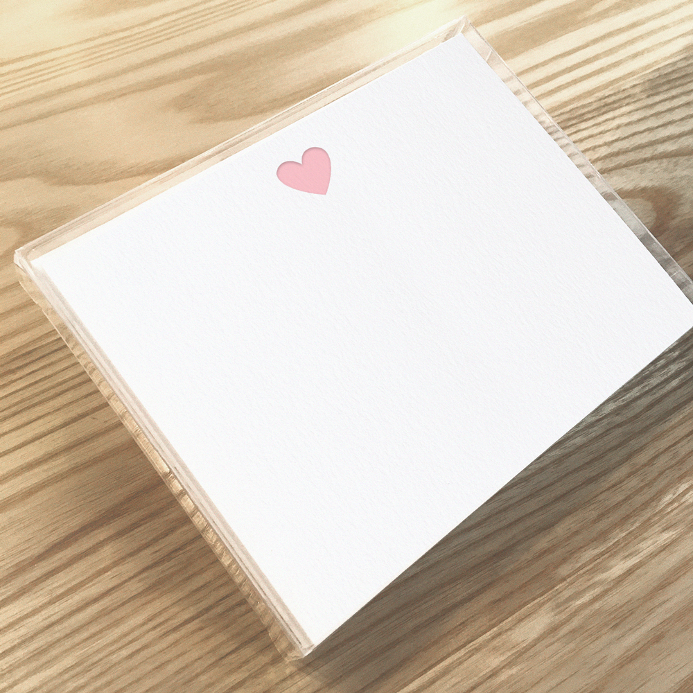 Light Pink Heart - Letterpress Boxed Note Sets