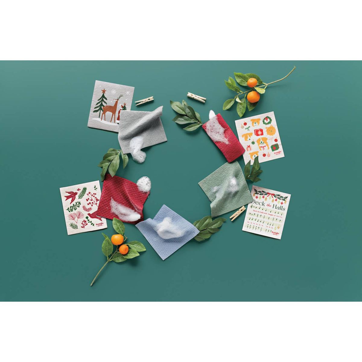 Winterberry Christmas Swedish Dishcloth