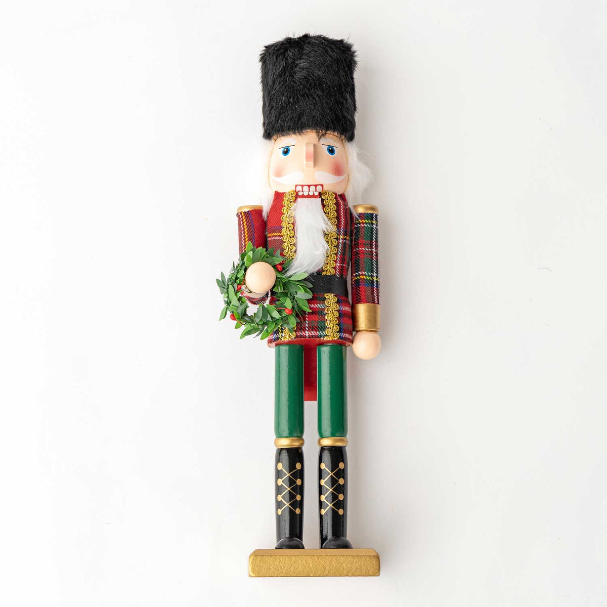 Tartan Plaid 15" Hand-Painted Wood Nutcracker
