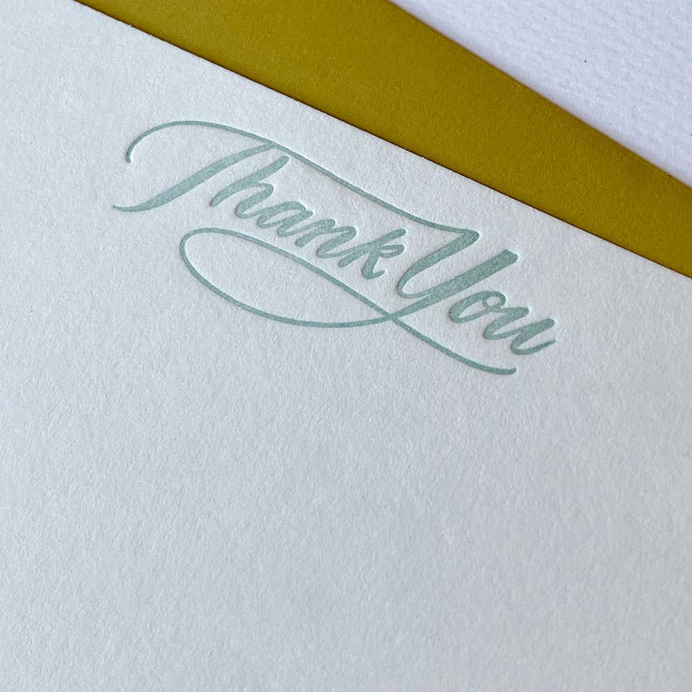 Thank You Script Boxed (Set of 6) Letterpress Cards