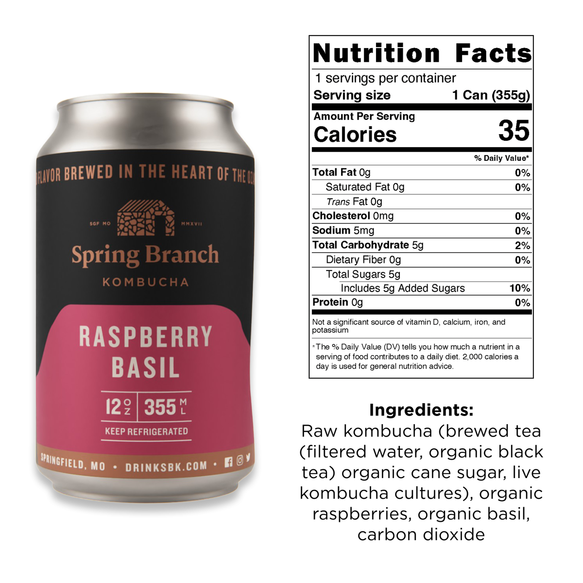 Raspberry Basil Kombucha