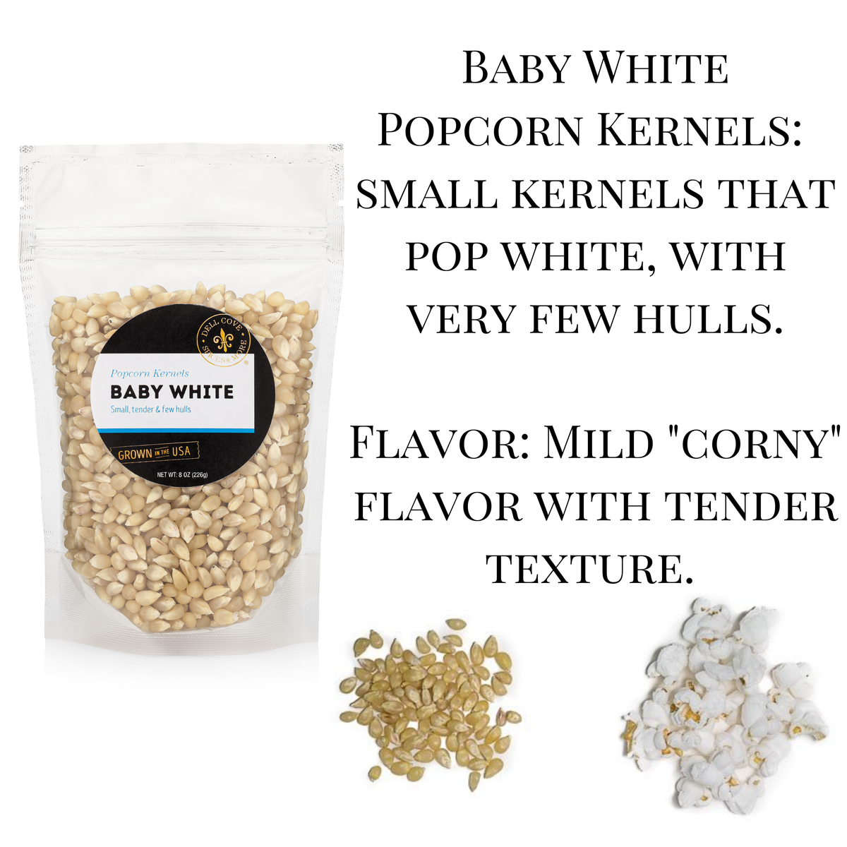 Baby White Popcorn Kernels