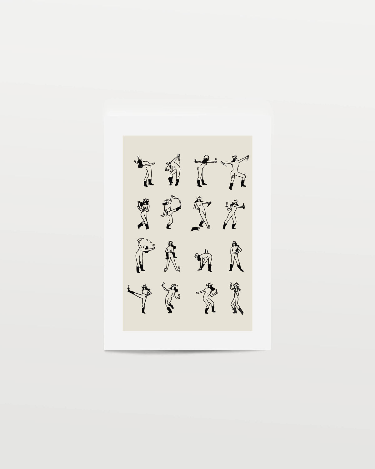 Wine Dancing Cowgirl Minimal Western Wall Art