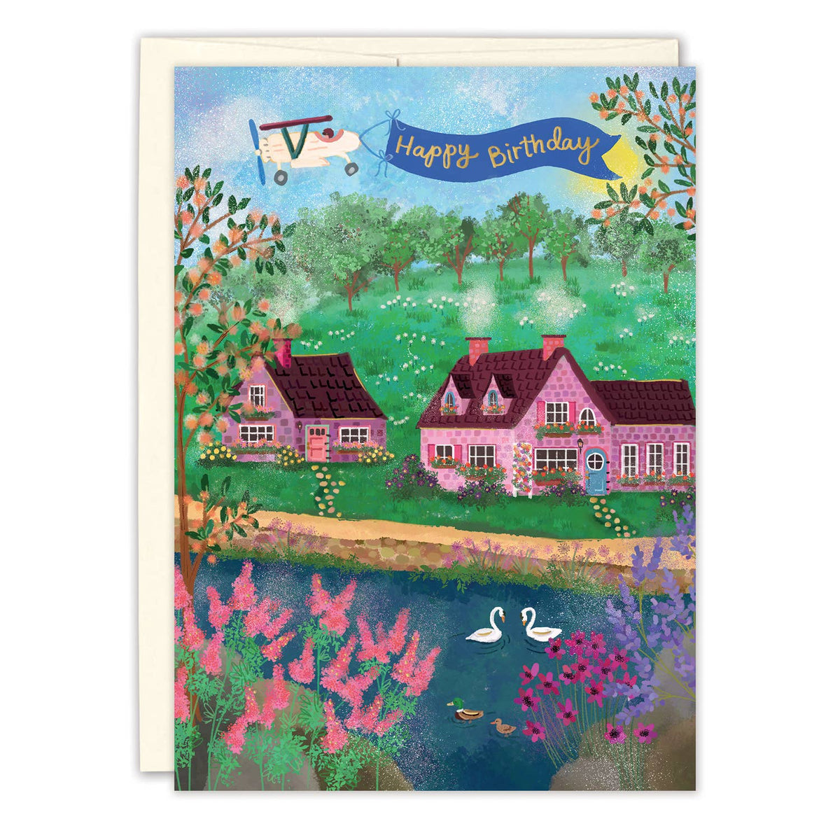 Countryside Vintage Airplane Birthday Card