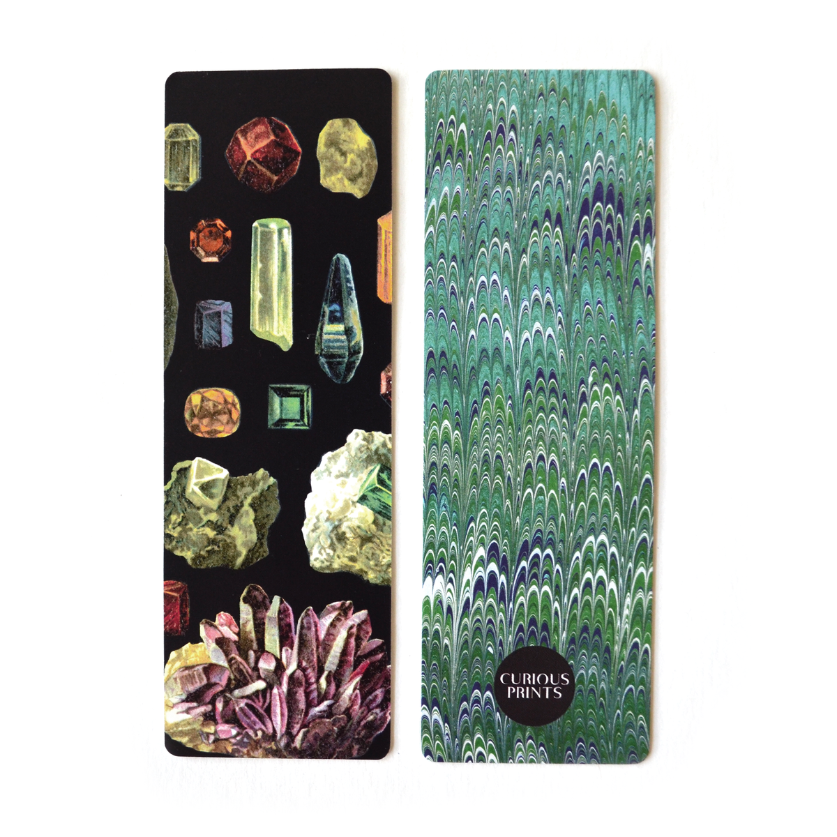 Mystic Crystals Double-Sided Bookmark with Vintage Marbling