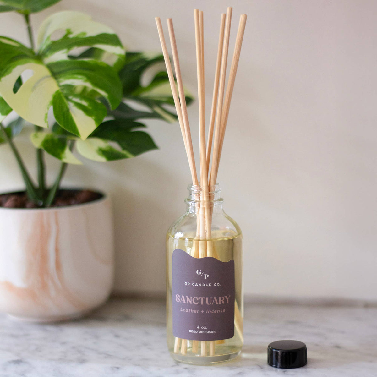 Sanctuary 4 oz. Hue Reed Diffuser (Leather + Incense)