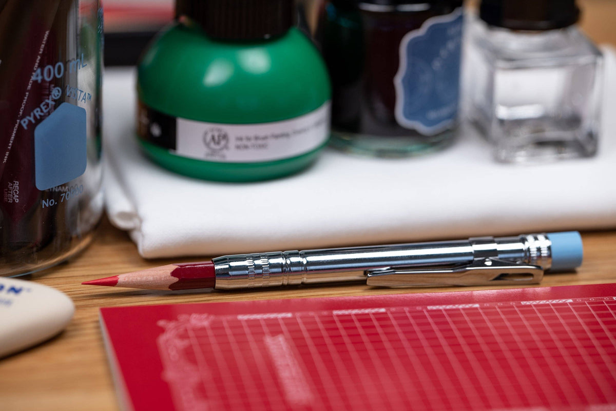 Pencil Extender – Chrome with Red Pencil