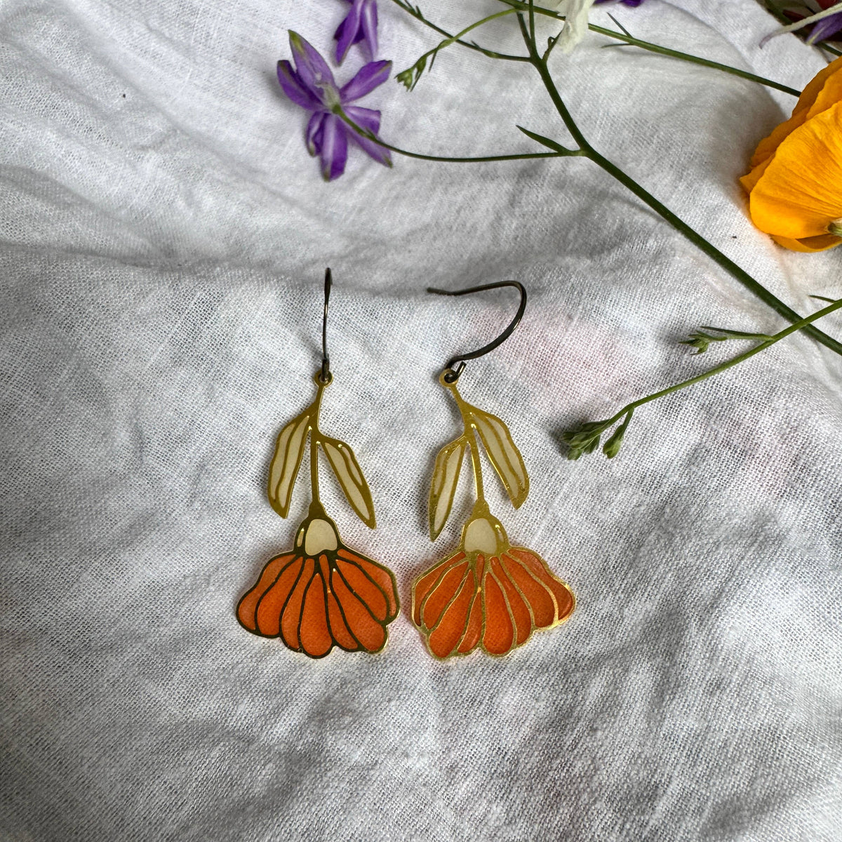 Begonia // Stained Glass Resin Earrings