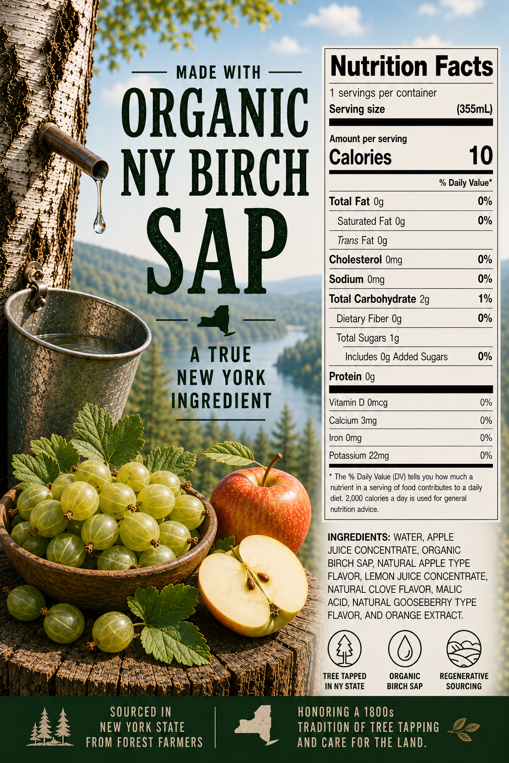 Apple and Gooseberry Birch Sap Seltzer