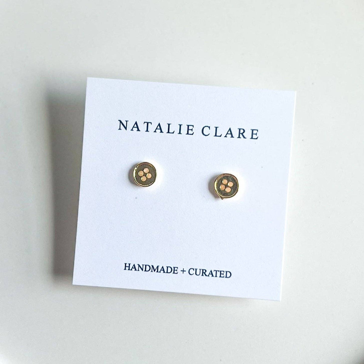Gold Button Stud Earrings
