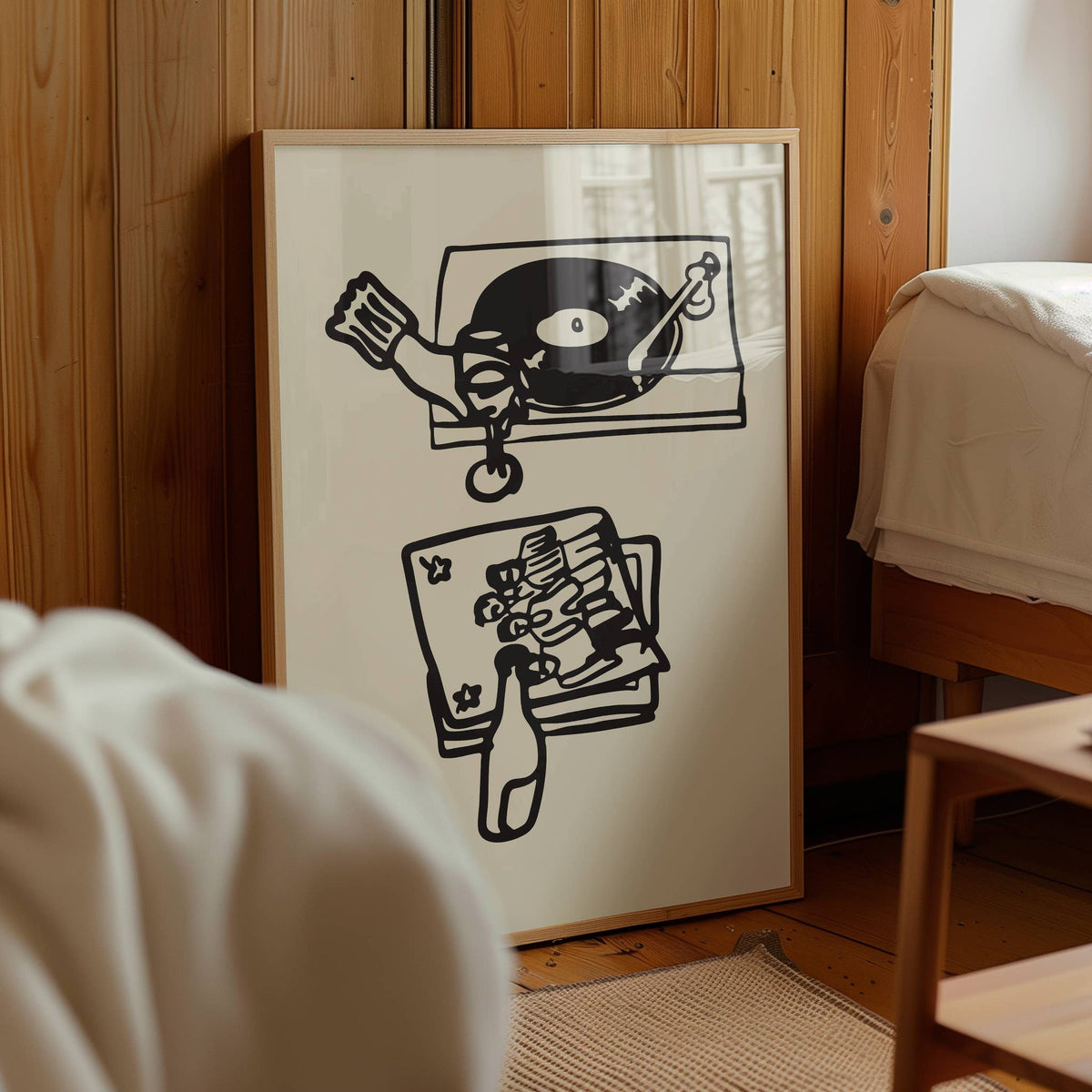 Vinyl &amp; Vino, Wine Art Print