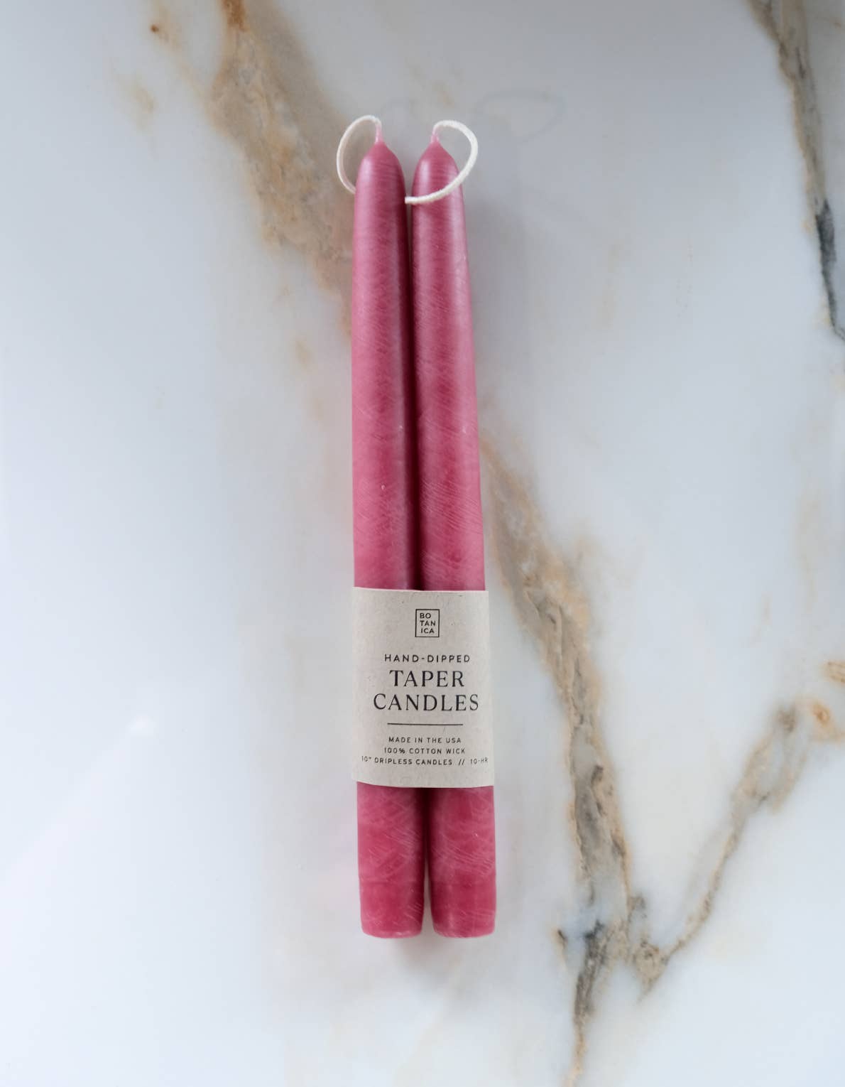 10" Hand-Dipped Taper Candle Pair | Berry