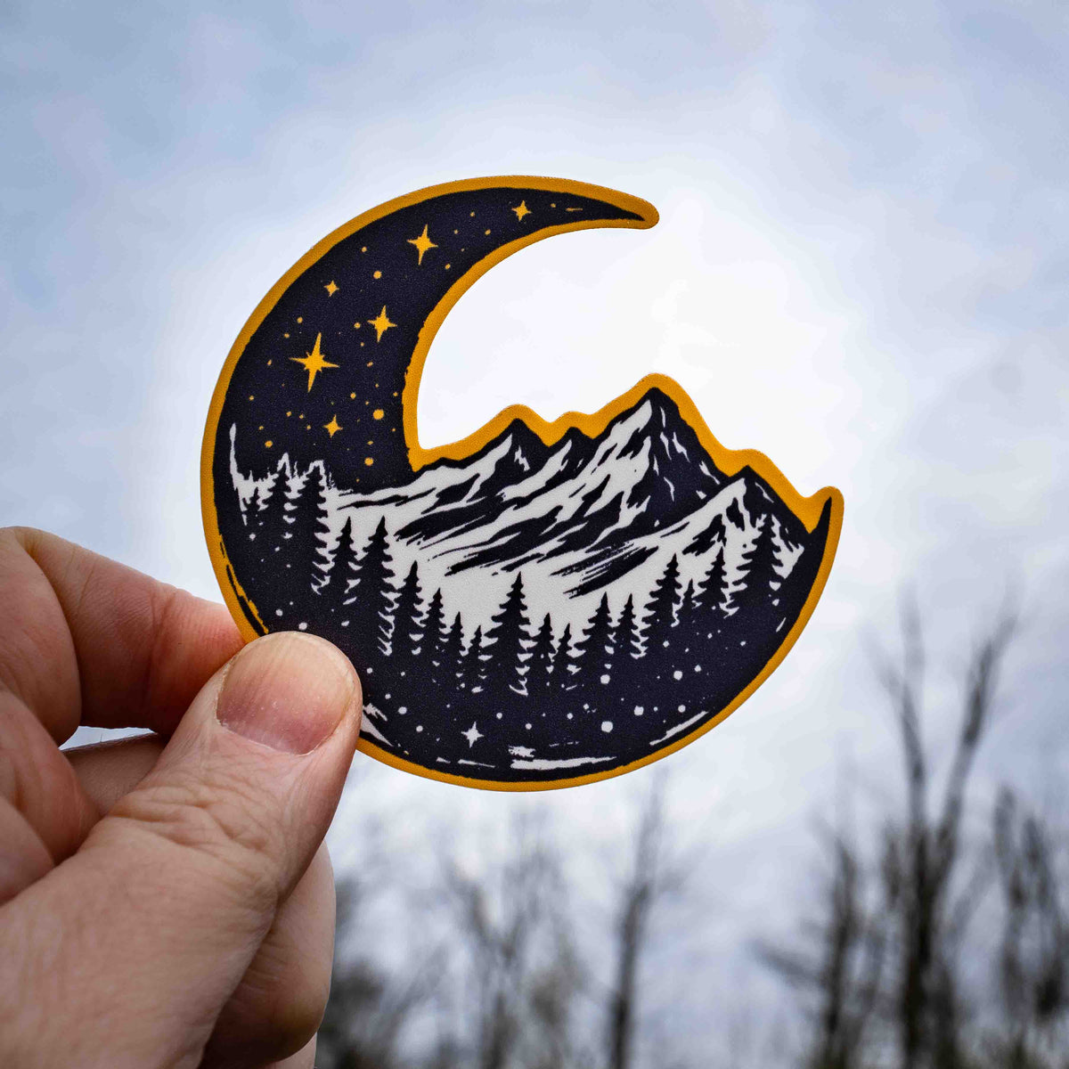 Night Sky Adventures - Stars & Moon Nature Mountains Sticker