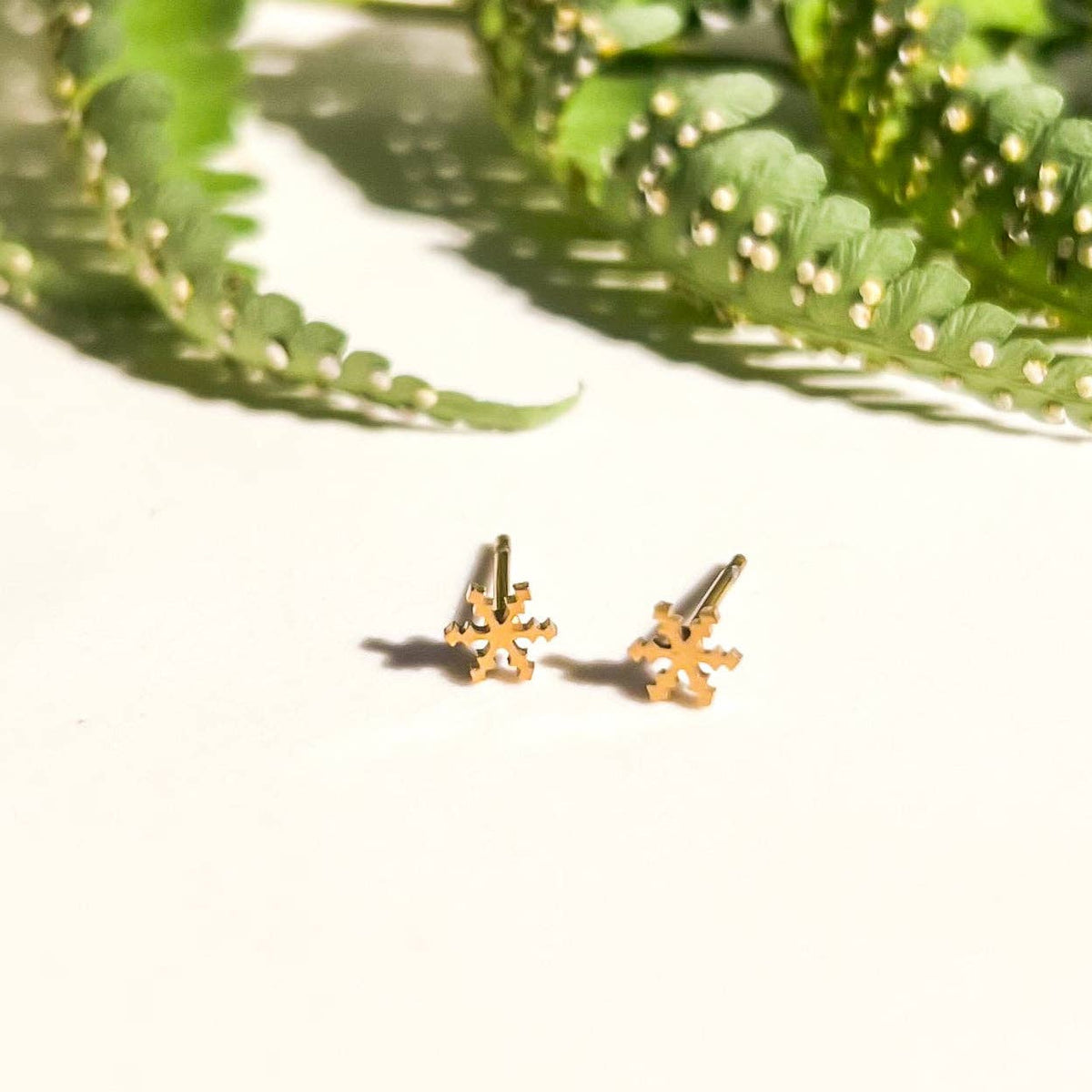 Mini Gold Snowflake Studs
