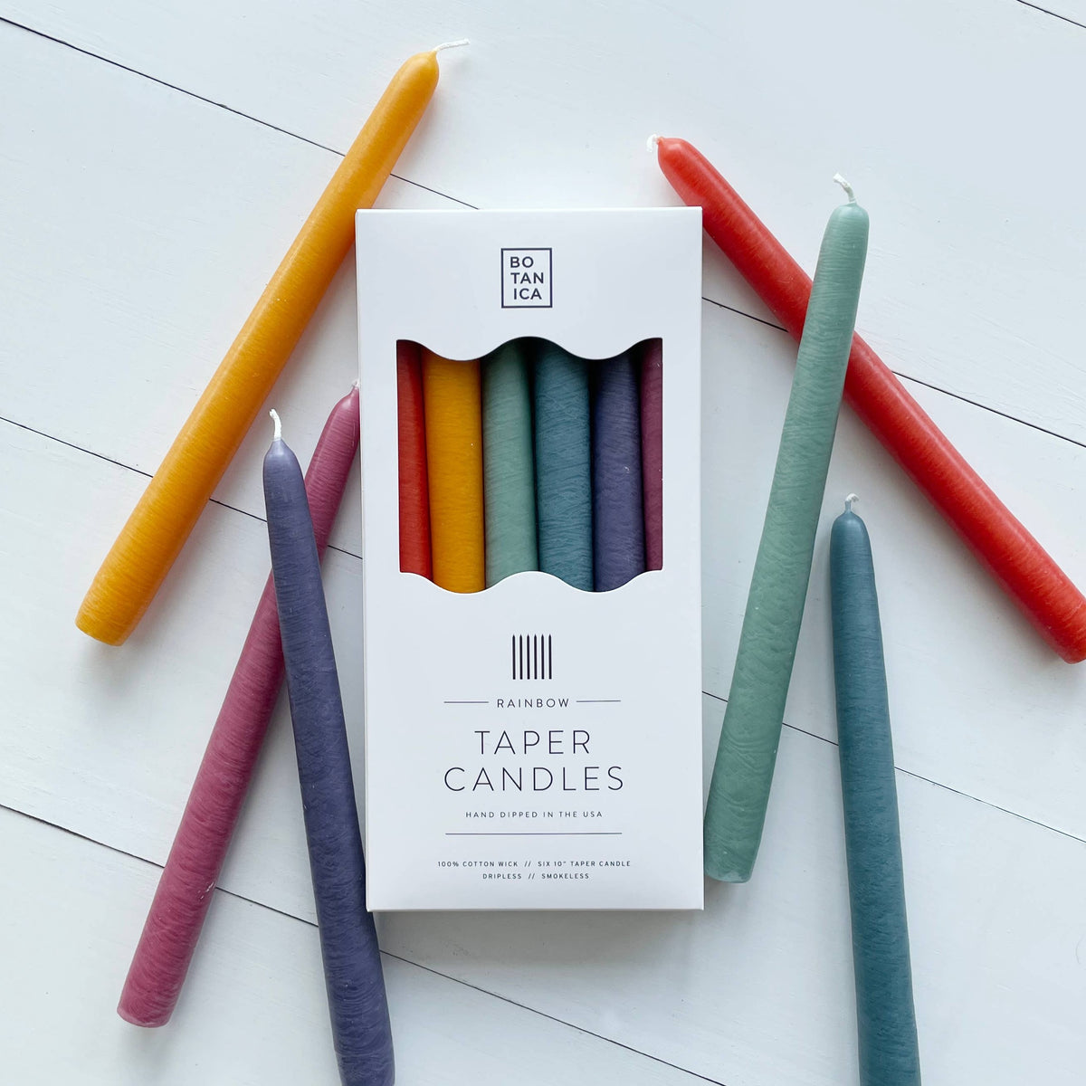 Rainbow Taper Candles | Set of 6