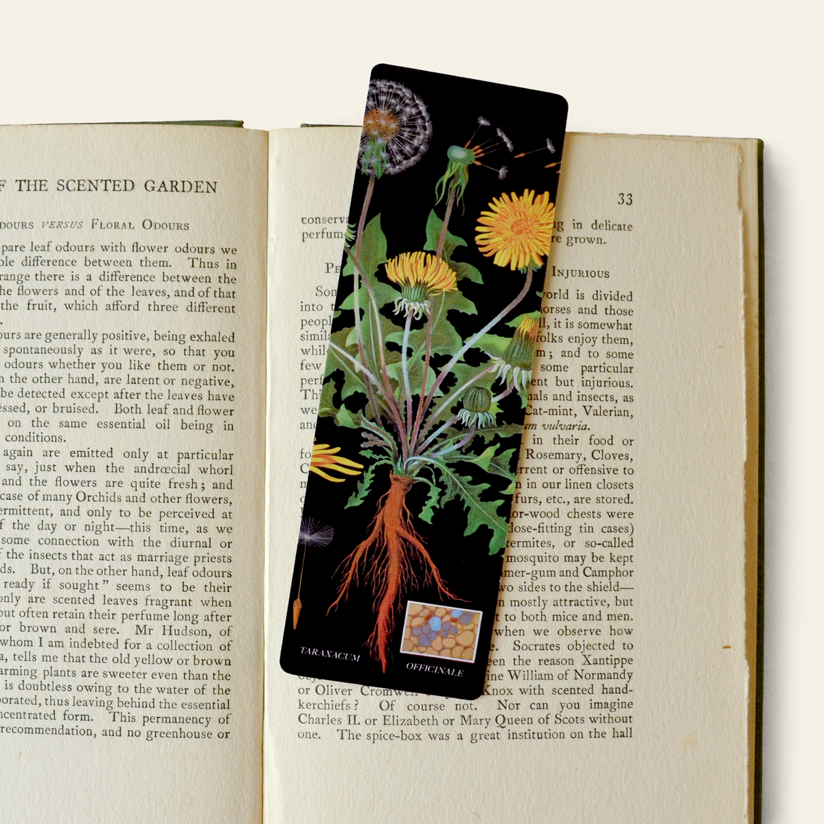 Dandelion Double-Sided Bookmark with Vintage Marbling