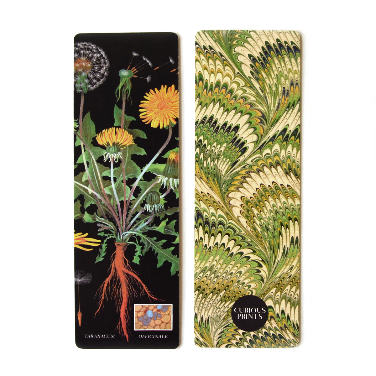 Dandelion Double-Sided Bookmark with Vintage Marbling