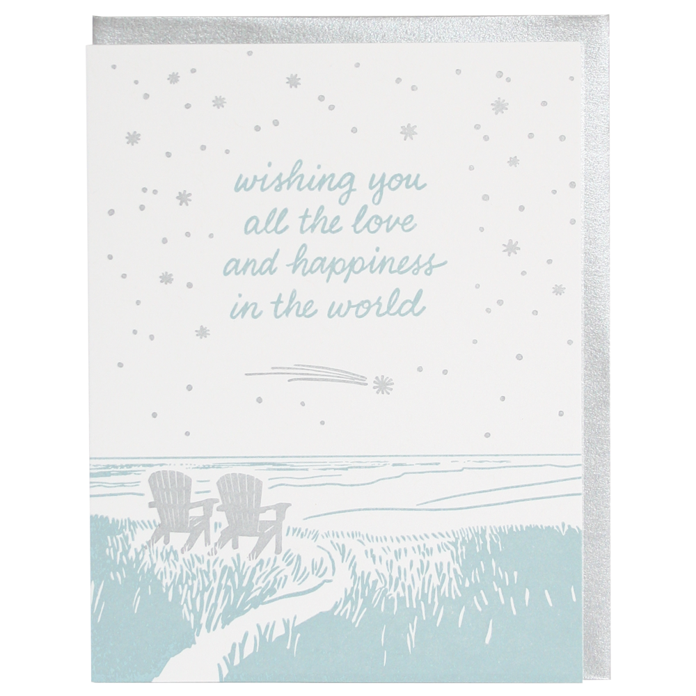 Moonlit Adirondack Chairs Wedding Card