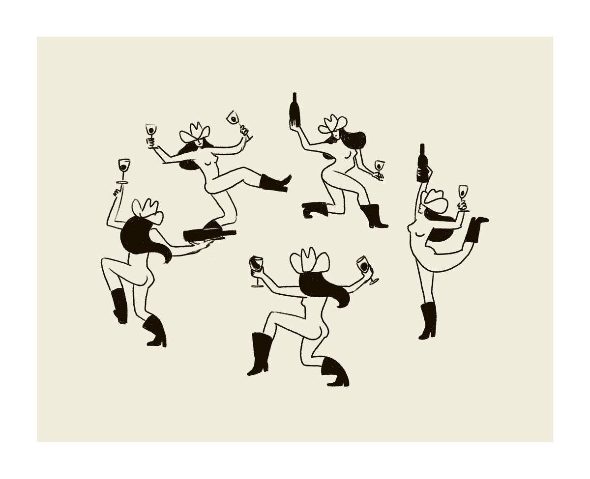 Cowgirl Dance, Vintage Western-Inspired Minimal Art Print
