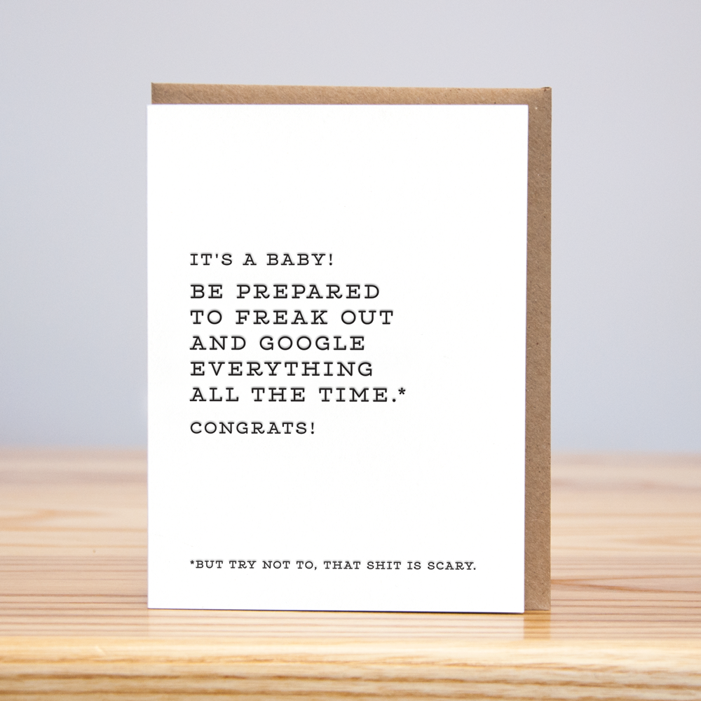 Google Freak Out Baby Congrats (Letterpress)