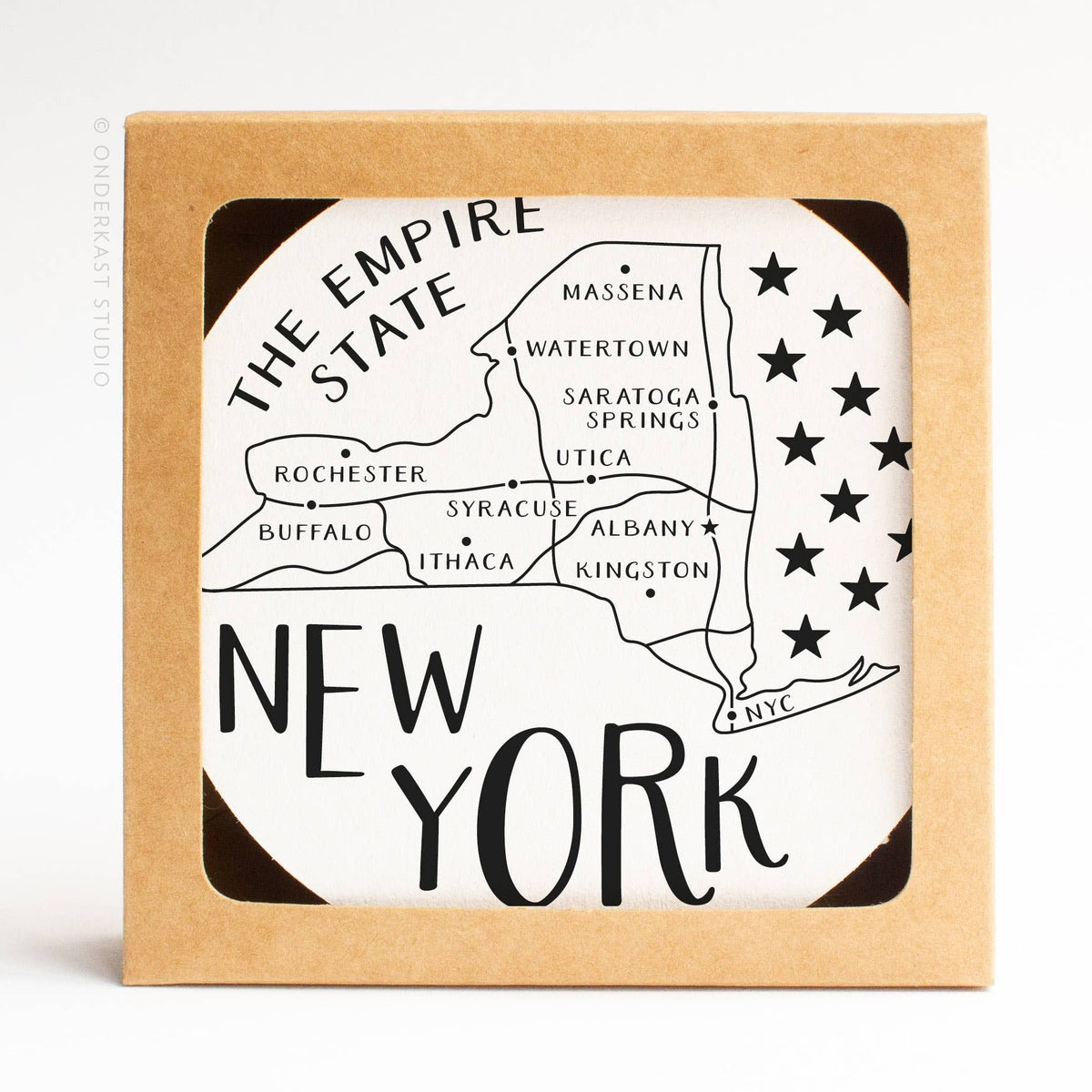 New York State Map Coaster Set