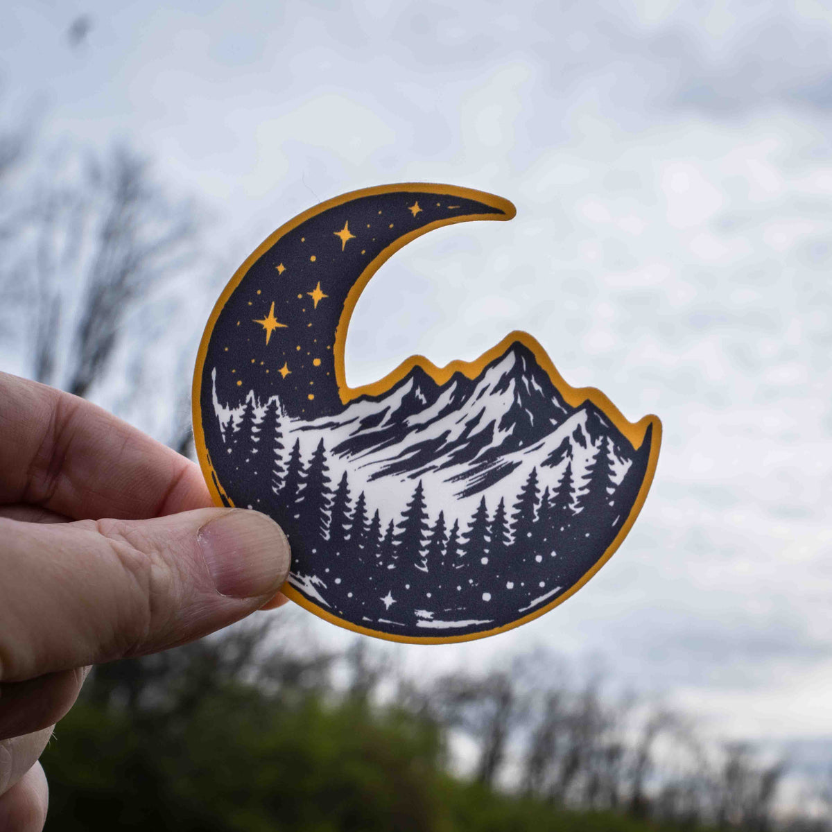 Night Sky Adventures - Stars & Moon Nature Mountains Sticker