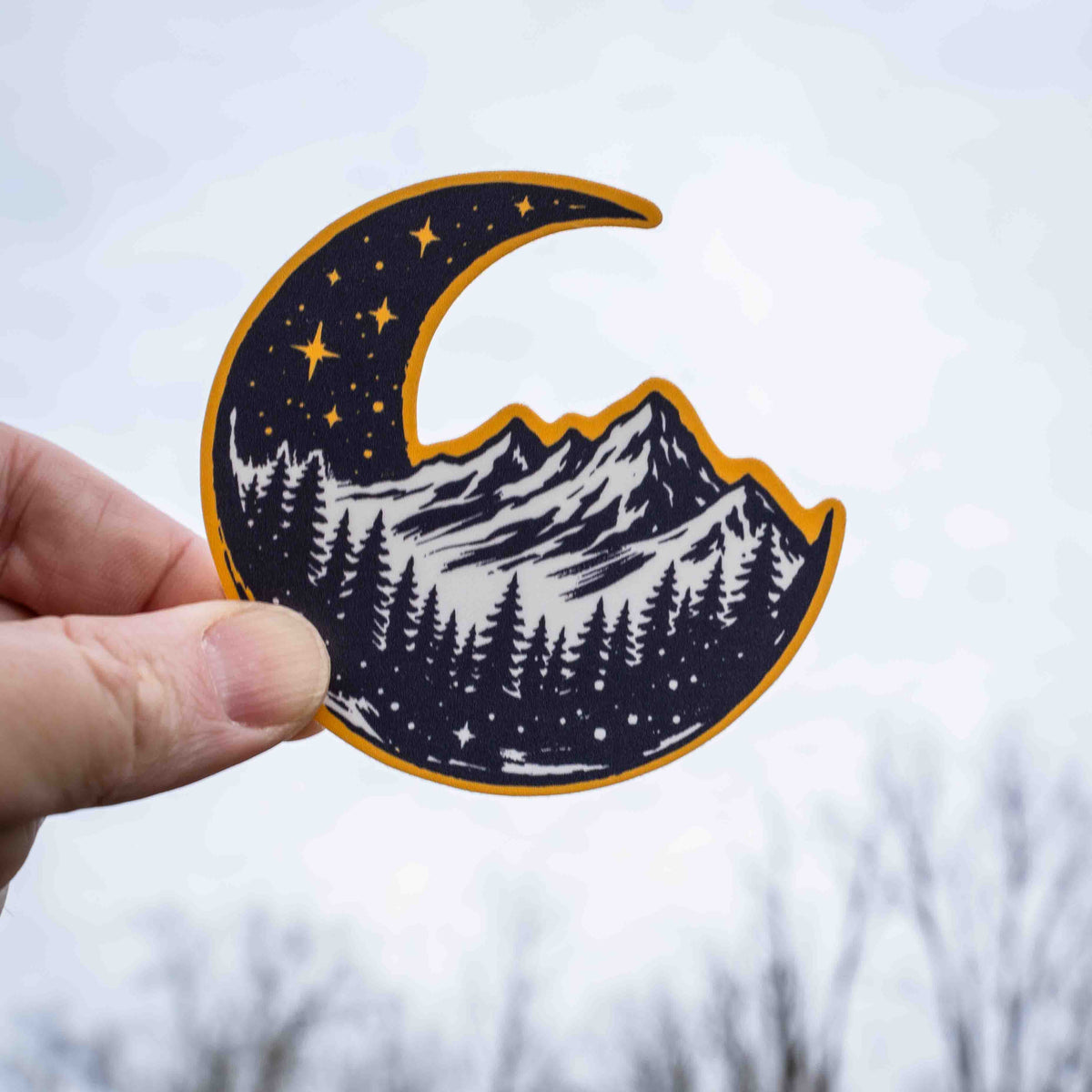 Night Sky Adventures - Stars & Moon Nature Mountains Sticker
