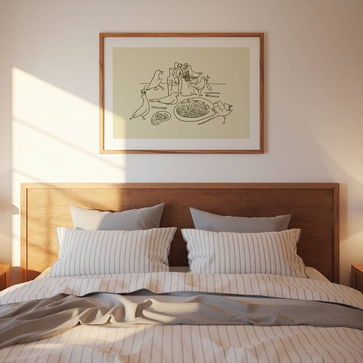 Seagull Dinner Minimal Coastal Beach Decor Wall Art Print