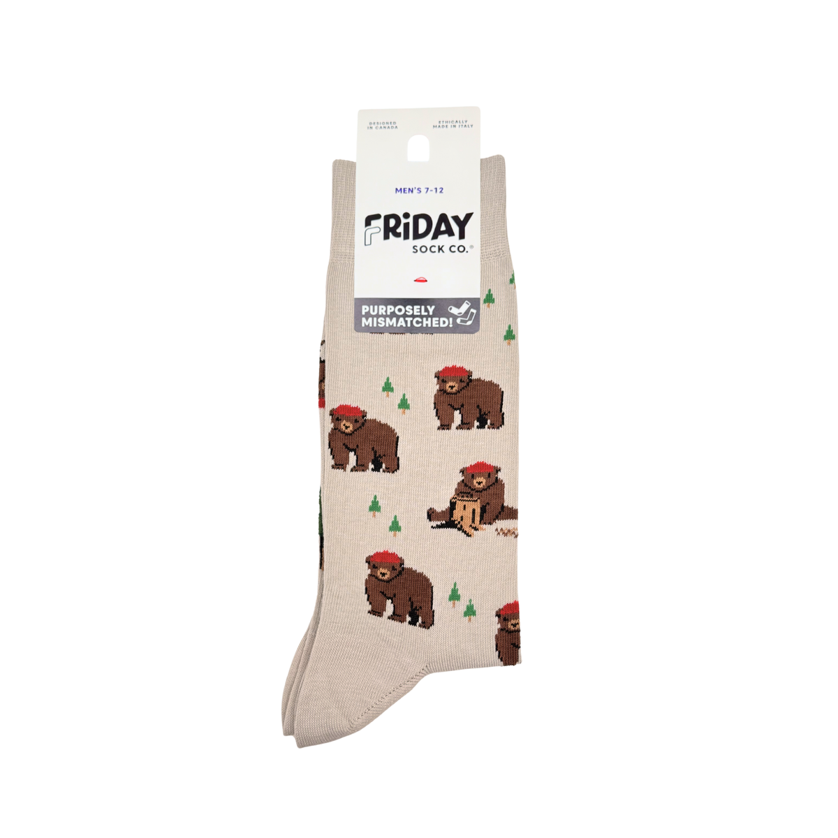 Men&#39;s Bear in Hat and Trees Socks