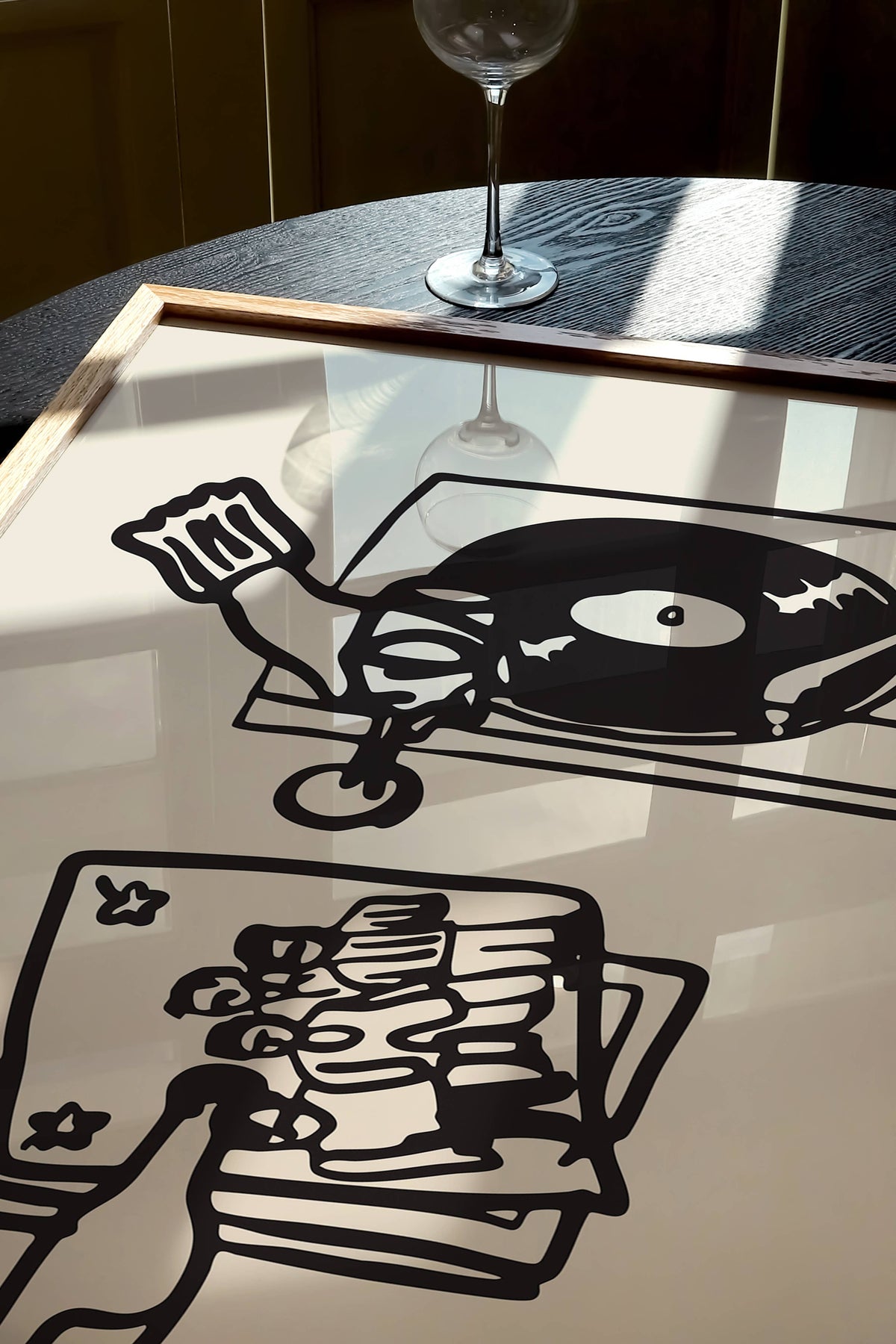 Vinyl &amp; Vino, Wine Art Print