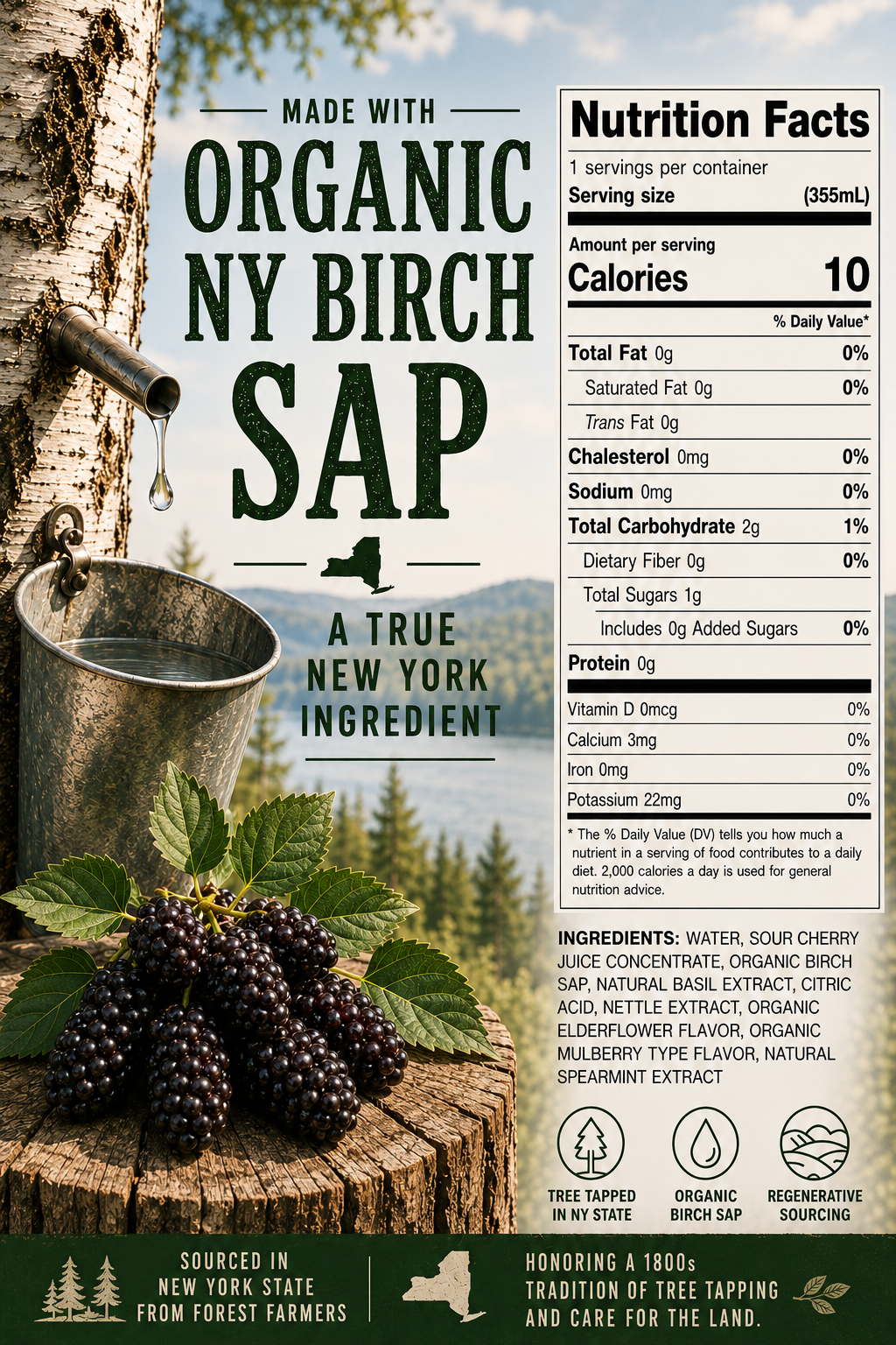 Mulberry and Nettle Birch Sap Seltzer