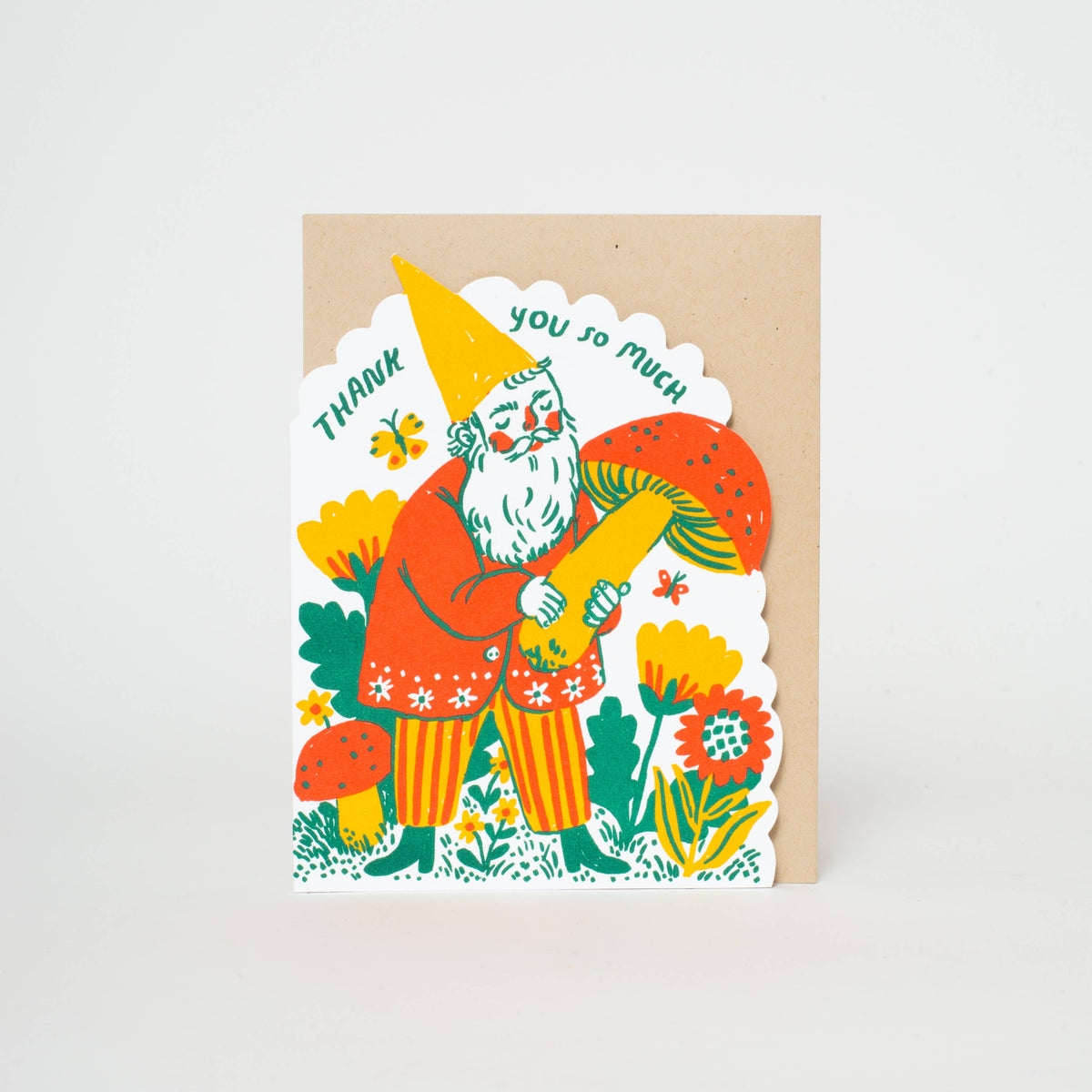 Thank You Gnome Die-Cut Letterpress Greeting Card