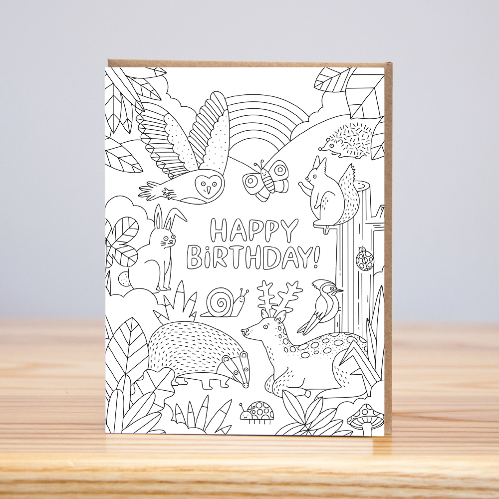 Woodland Coloring Card (Letterpress)