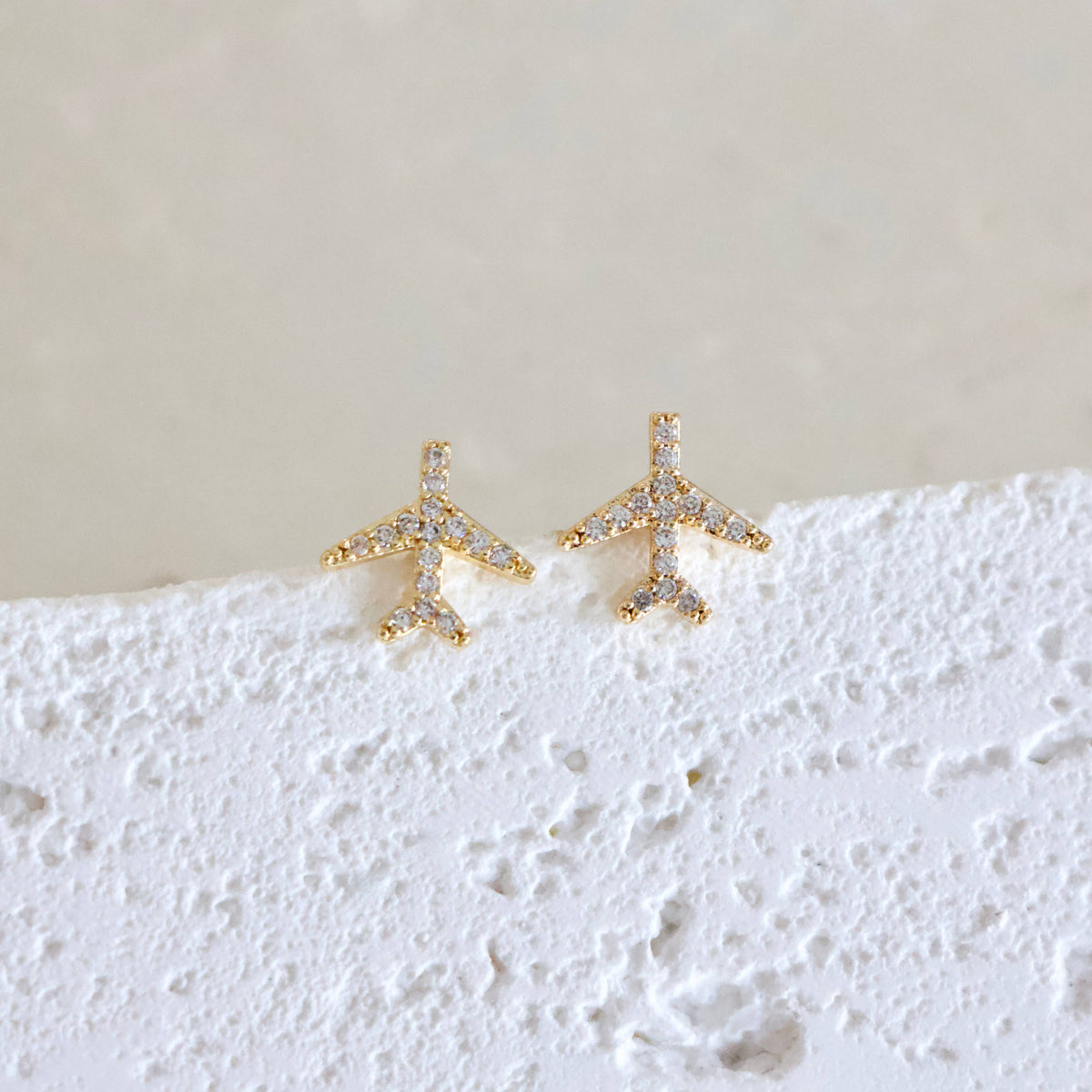 CZ Airplane Earrings 