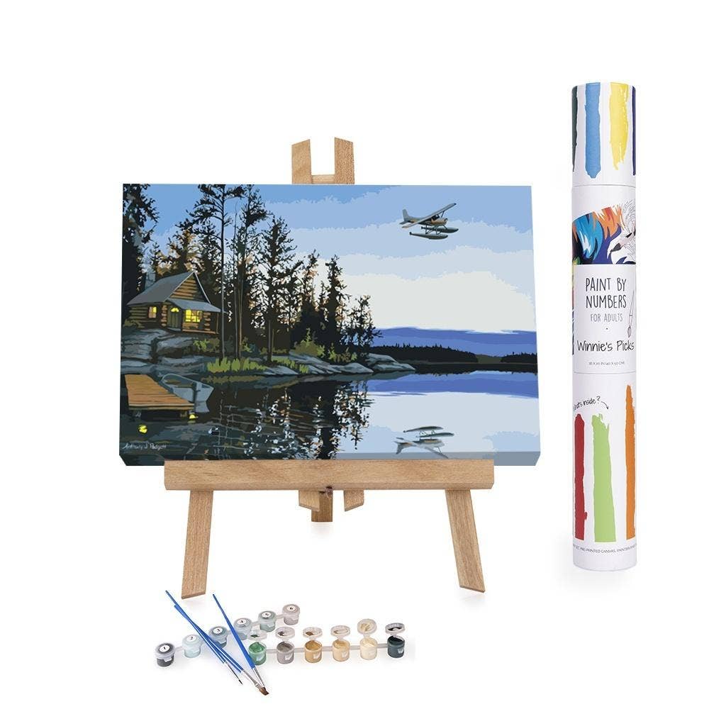 Cabin by the Lake Paint-by-Numbers Kit