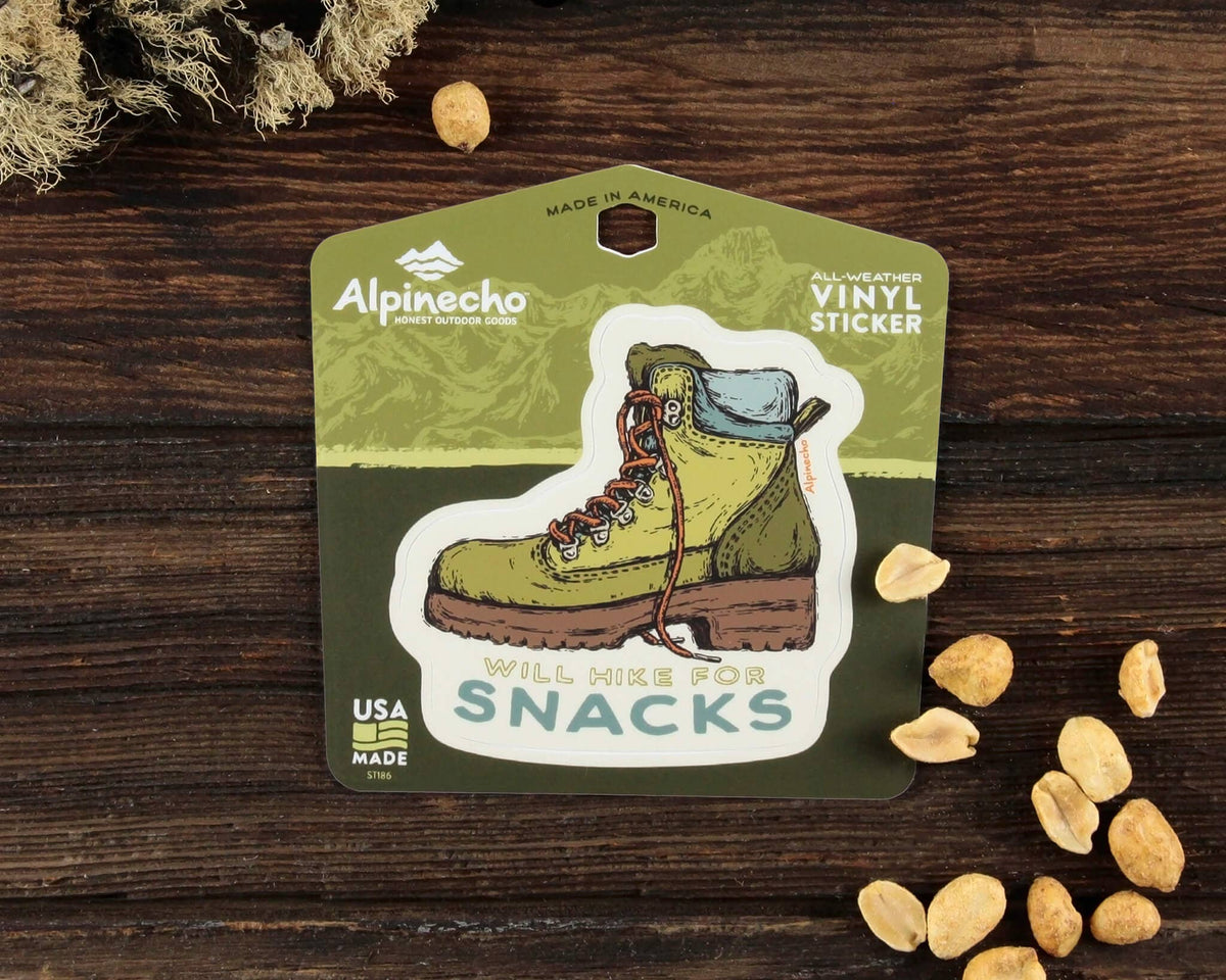 Will Hike For Snacks Sticker