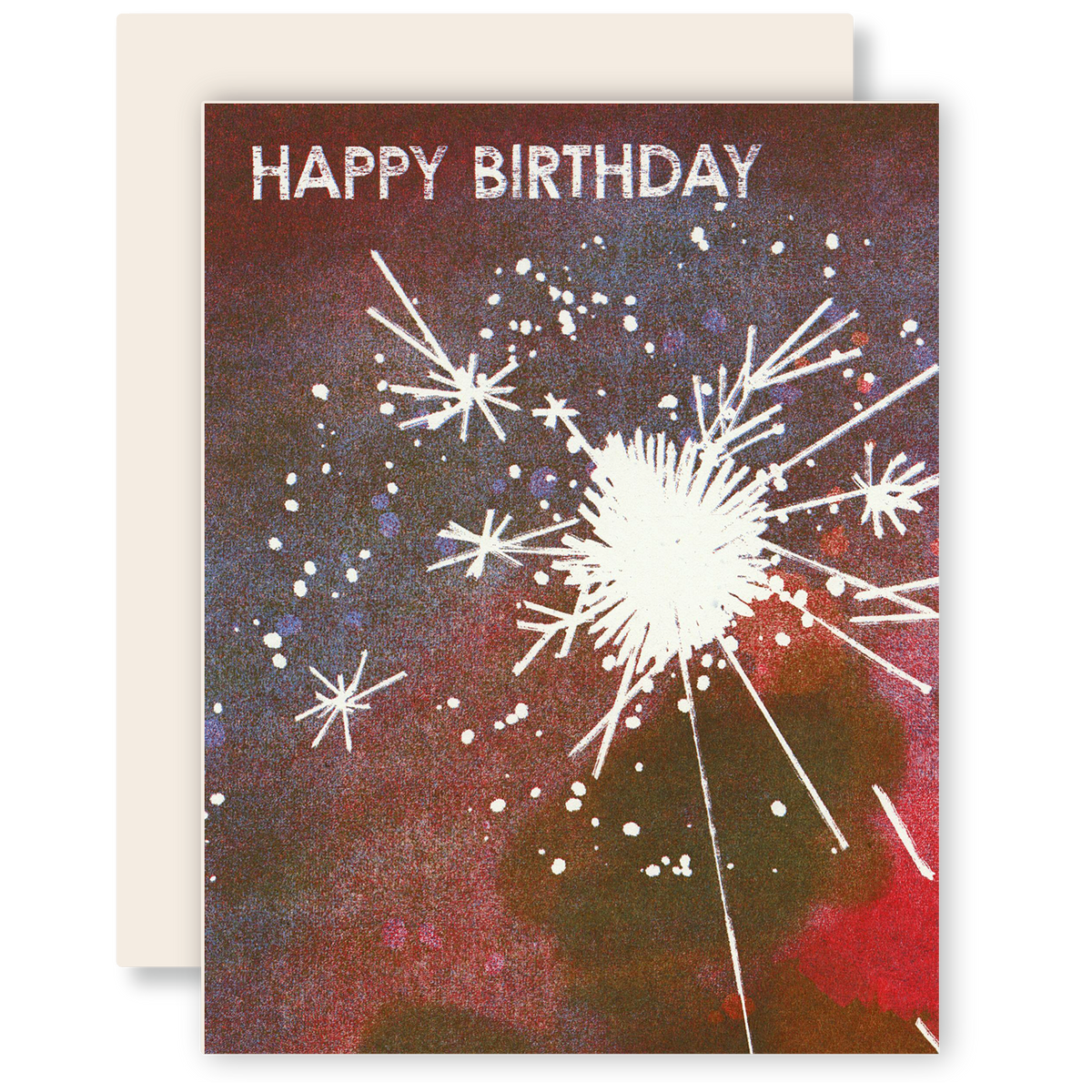 Happy Birthday Sparkler - Risograph Card