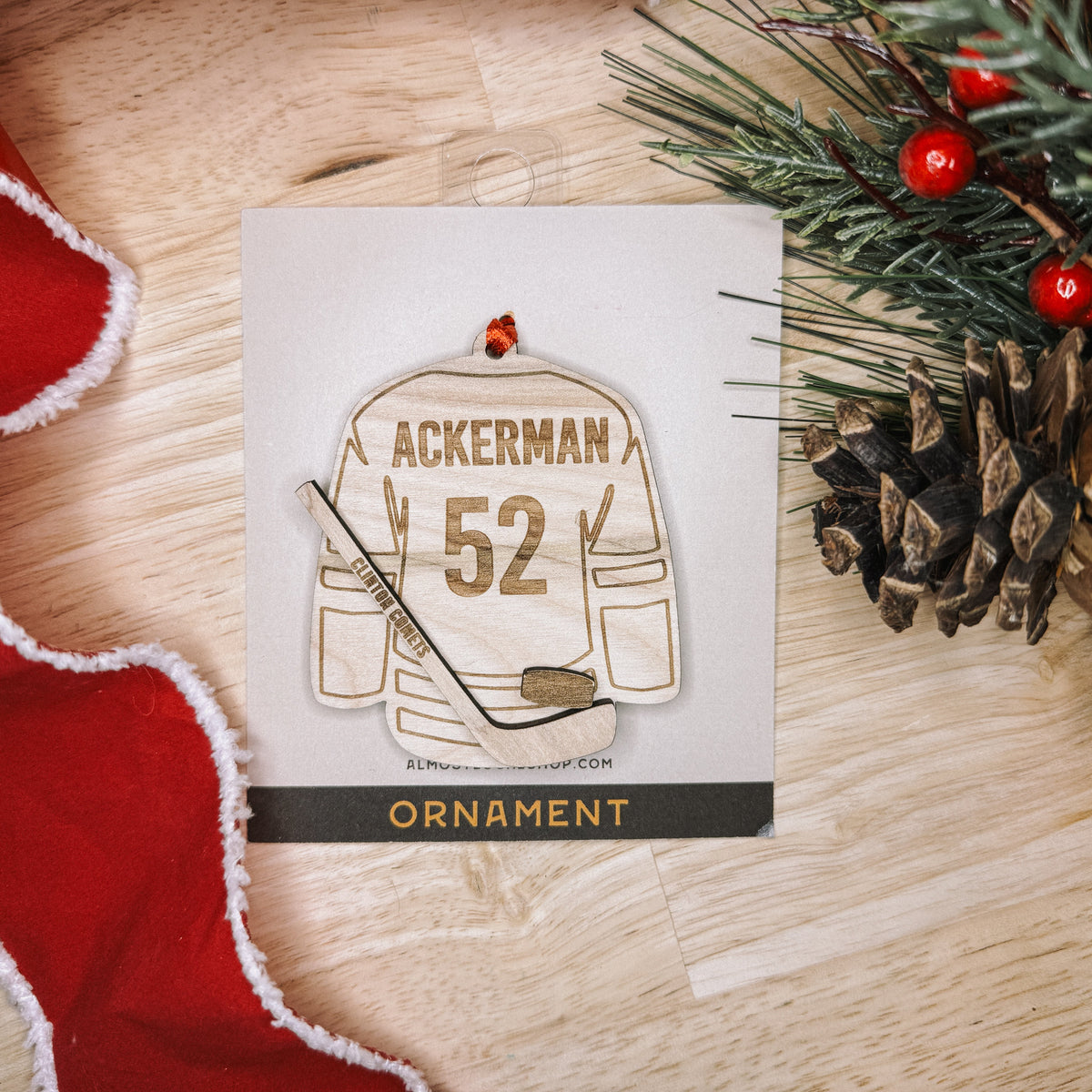 Custom Hockey Shirt Wooden Ornament