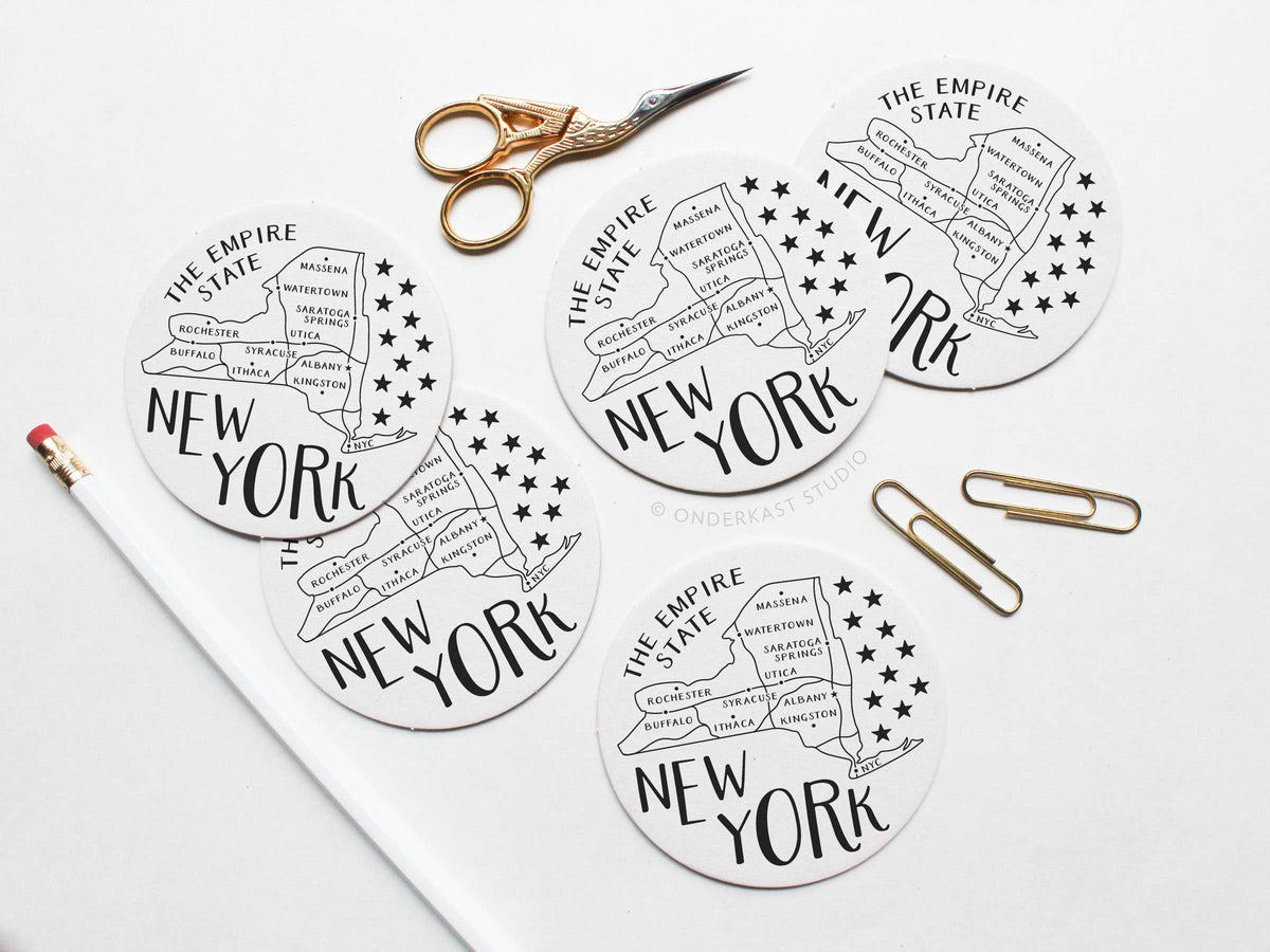 New York State Map Coaster Set