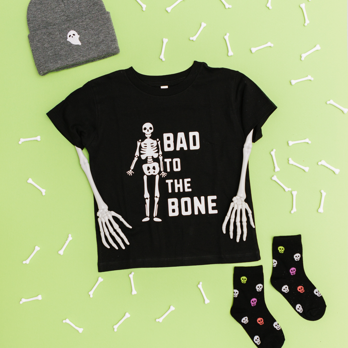 Bad to the Bone Halloween Toddler Shirt