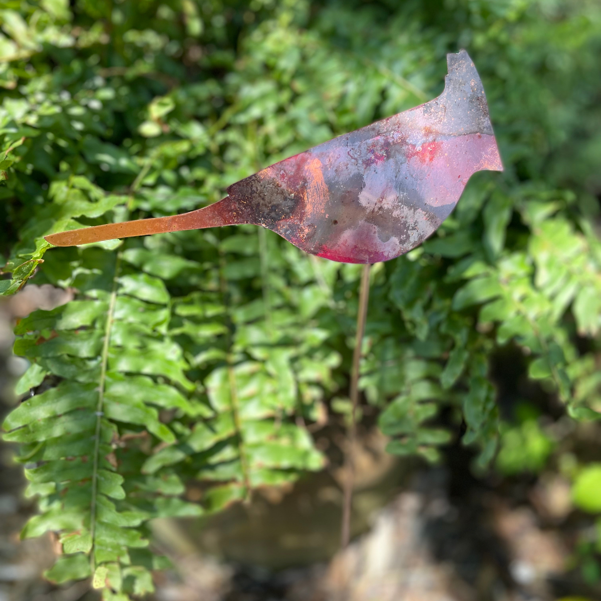 Natural Copper Cardinal Garden Stake
