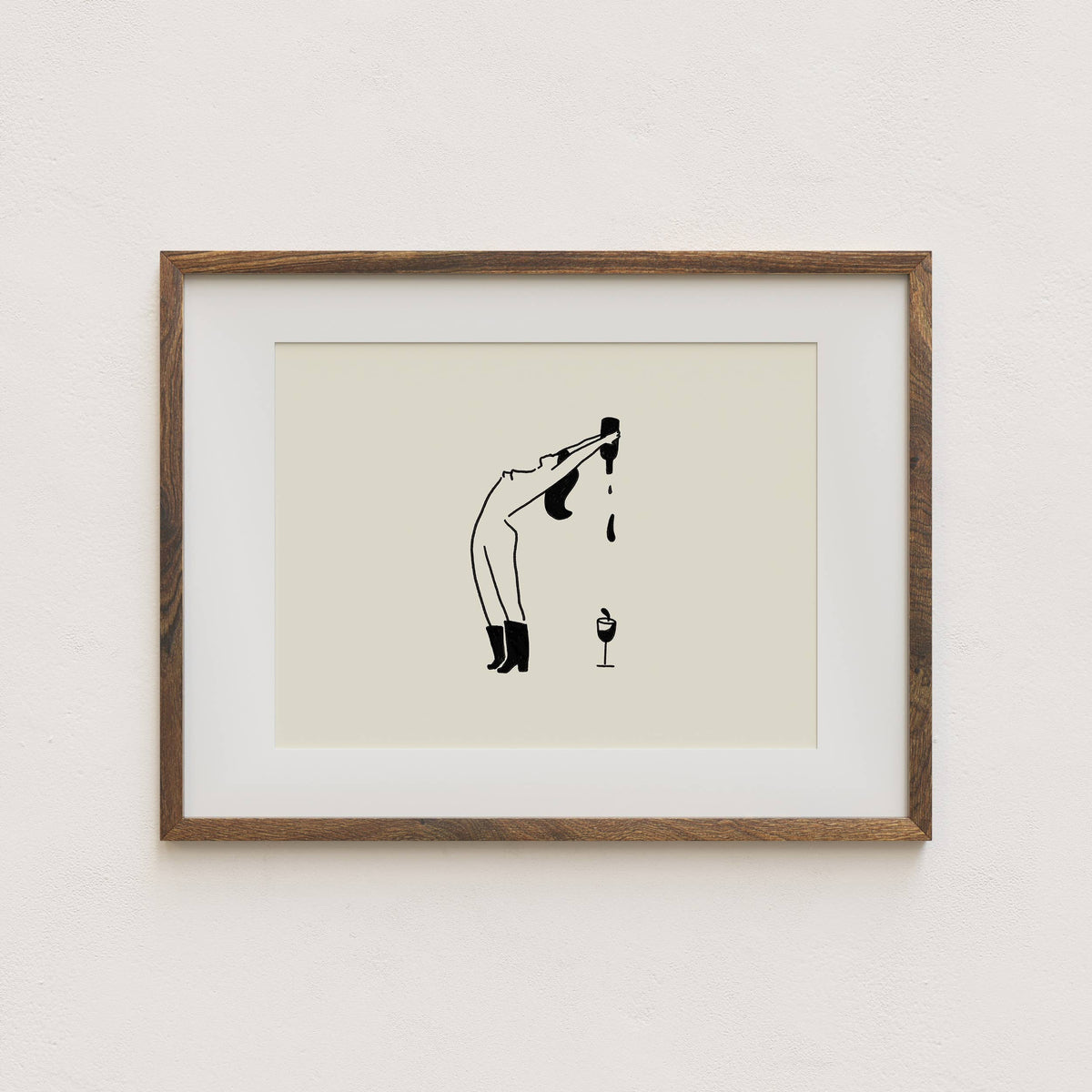 "Bottoms Up" Minimal Natural Wine Art Print